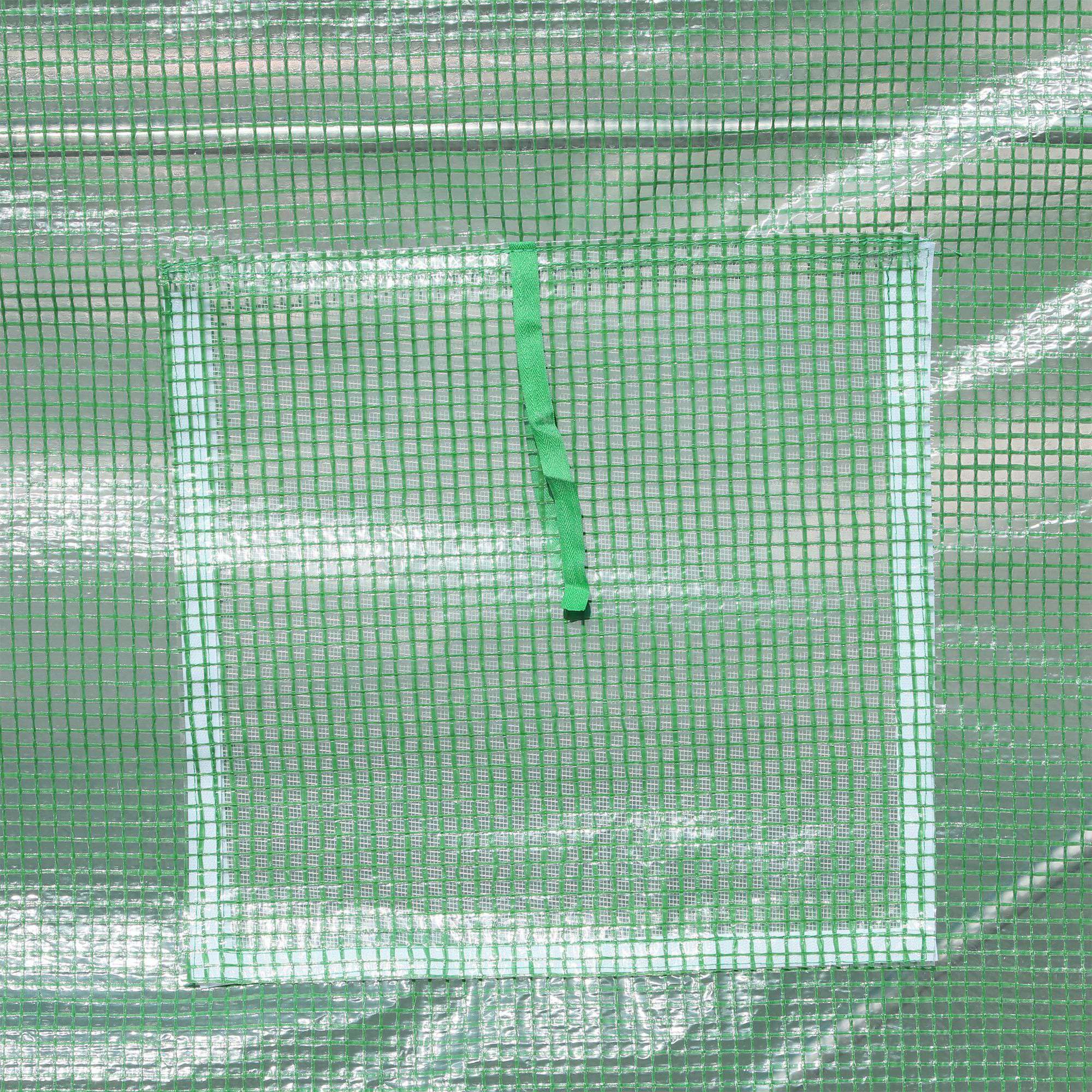 Outsunny Serre de Jardin Tunnel Surface Sol 10 m² 5L x 2l x 2,05H m châssis Tubulaire renforcé Porte zippée 8 fenêtres enroulables Vert