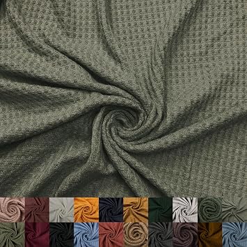 59" Wide Rayon Spandex Waffle Open Knit Fabric - 210 GSM, 2-Way Stretch, Breathable, Medium Weight - By the Yard for Sewing, Apparel, Maternity, Crafts & DIY
