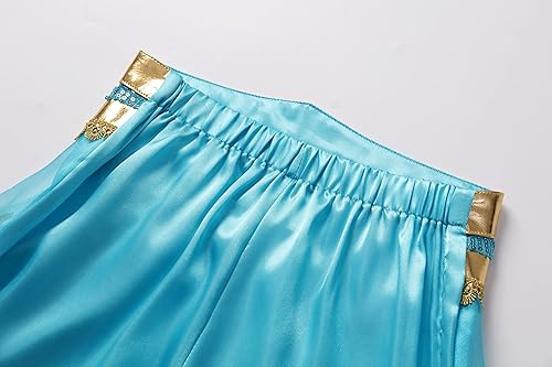 Miniatura 7 de Disfraz de jazmín para niñas, disfraz de princesa azul para niños, disfraz de cumpleaños, cosplay, suministros de fiesta