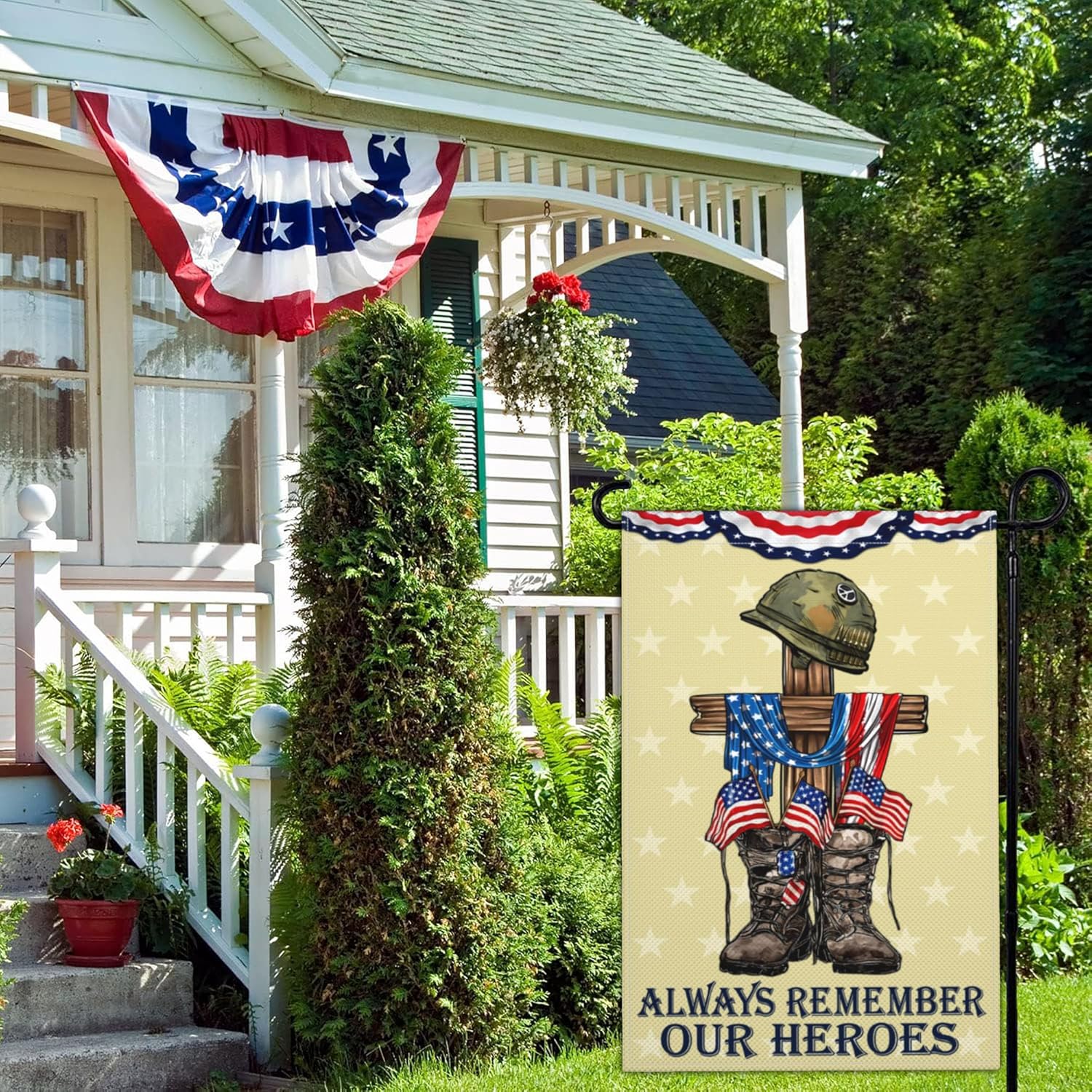 Memorial Day Patriotic Garden Flag 12x18 Inch Double Sided 4th of July Flags for Outside Independence Veterans Day Flag Outdoor House Yard Holiday Decoration Garden Flag, Black - Image 6