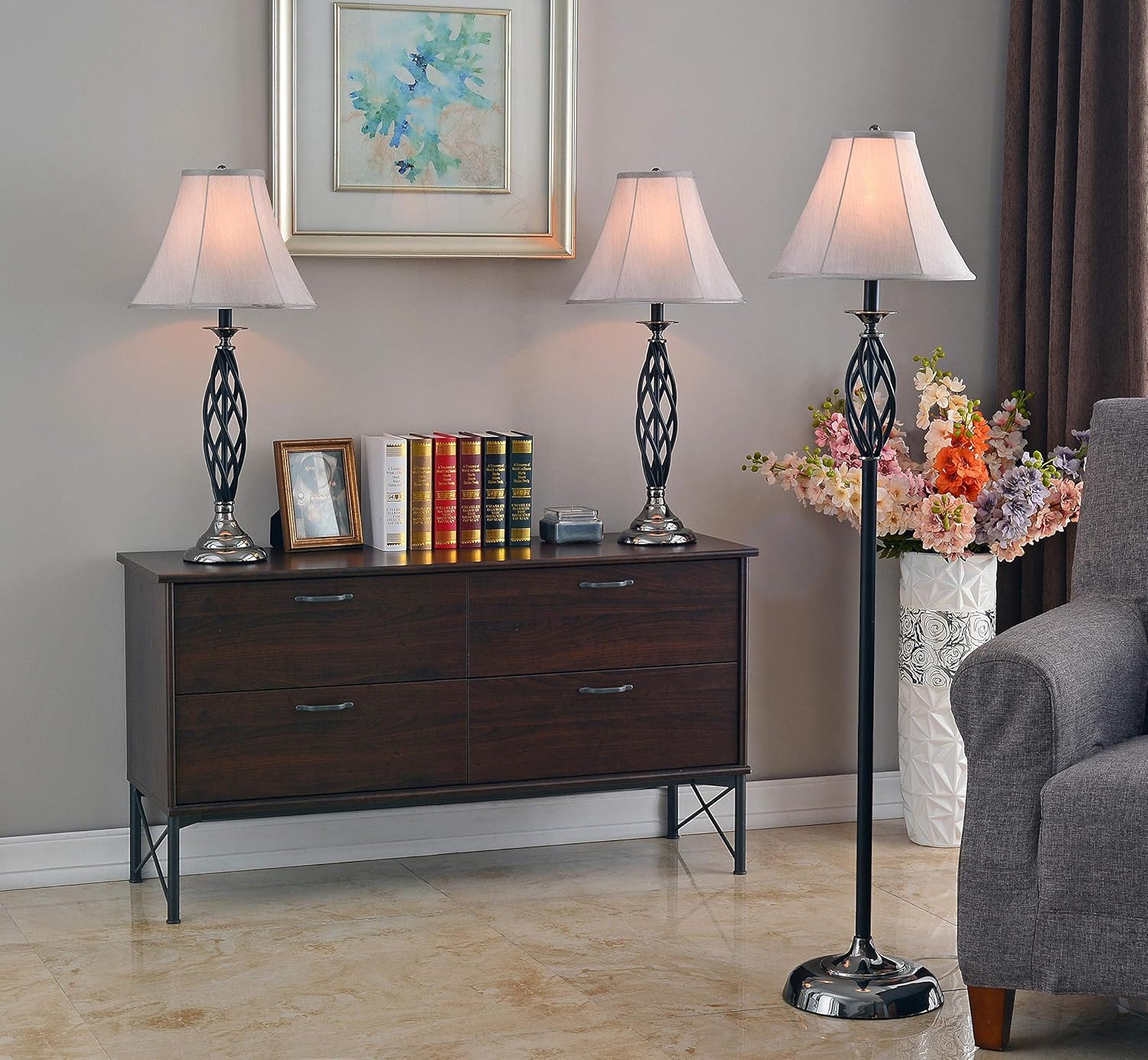 🔥 Hot Deals Kenroy Home 30350 Sperry Lamp Sets, 1, Black with Black Chrome Accents
