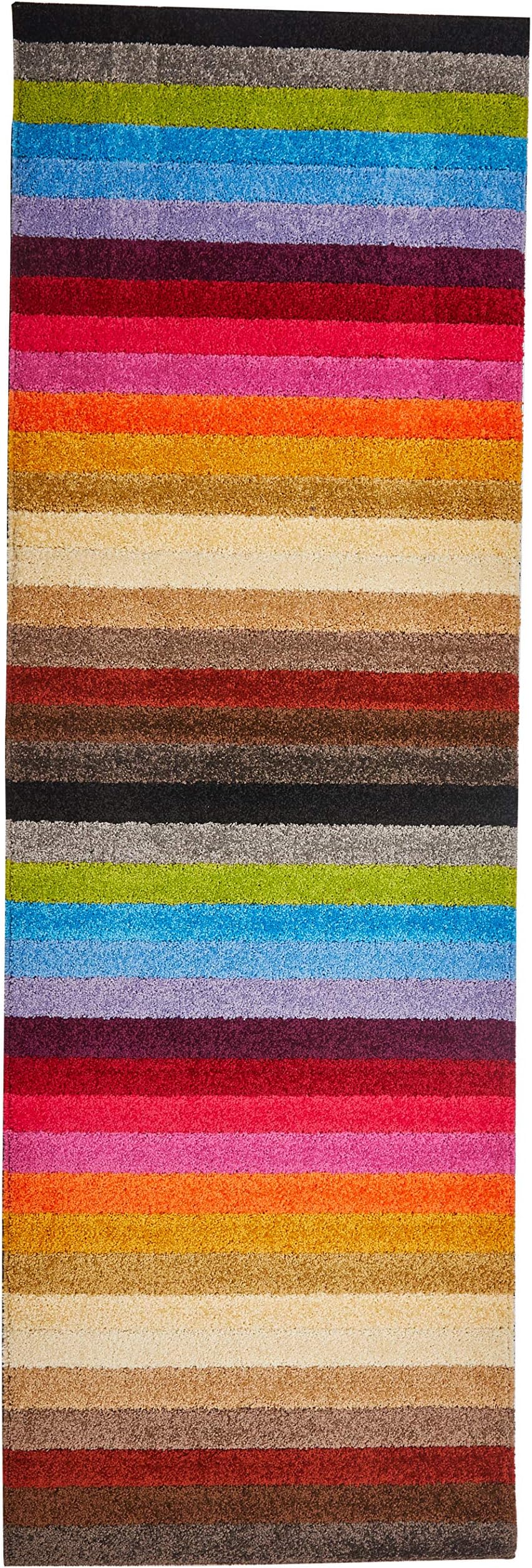 Dandy by William Armes, Linea Stripey Colourful Area Rug, Rainbow, 200 x 66