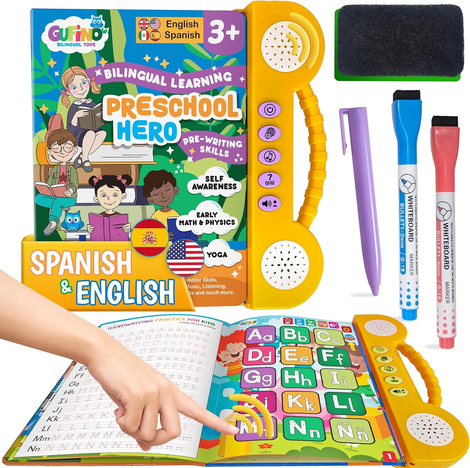 Amazon.com: Interactive Bilingual Toy | Talking Busy Book for Toddlers ...