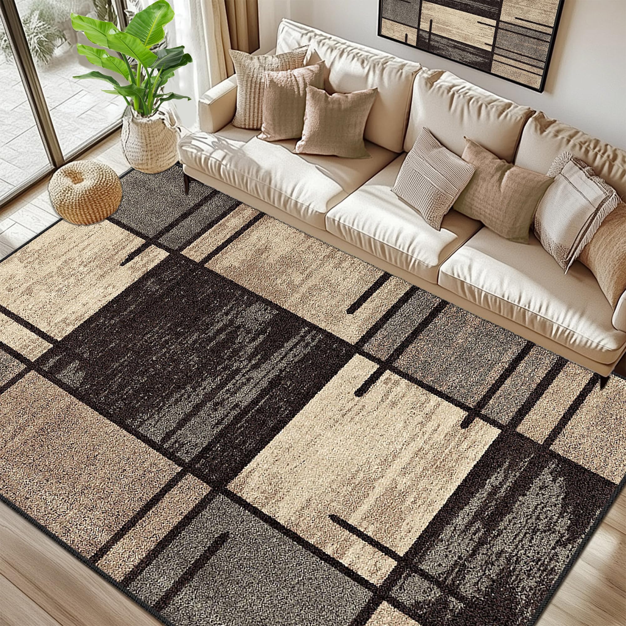 Alfombra Salon Habitacion Lavables en Lavadora Antideslizante Alfombrilla Protectora para Silla de Oficina Gaming Alfombras Sala Dormitorio Cocina Comedor Interior Exterior Grande 90 x 110 cm