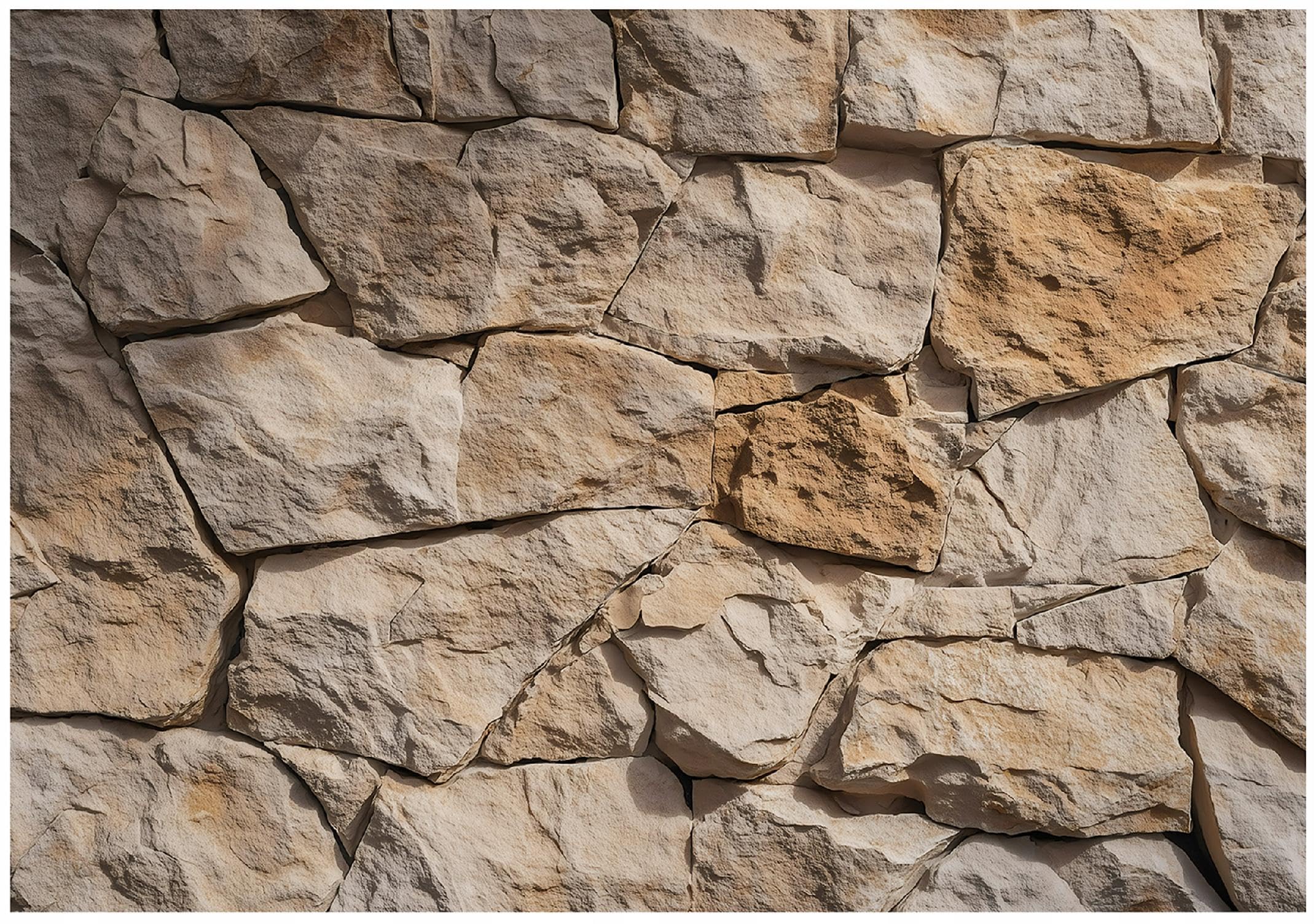 WallArena - Carta da parati fotografica - Muro di pietra 250x175 cm - Murale fotografico - Per soggiorno e camera da letto - Effetto 3D - con Colla - Carta da parati in pietra beige