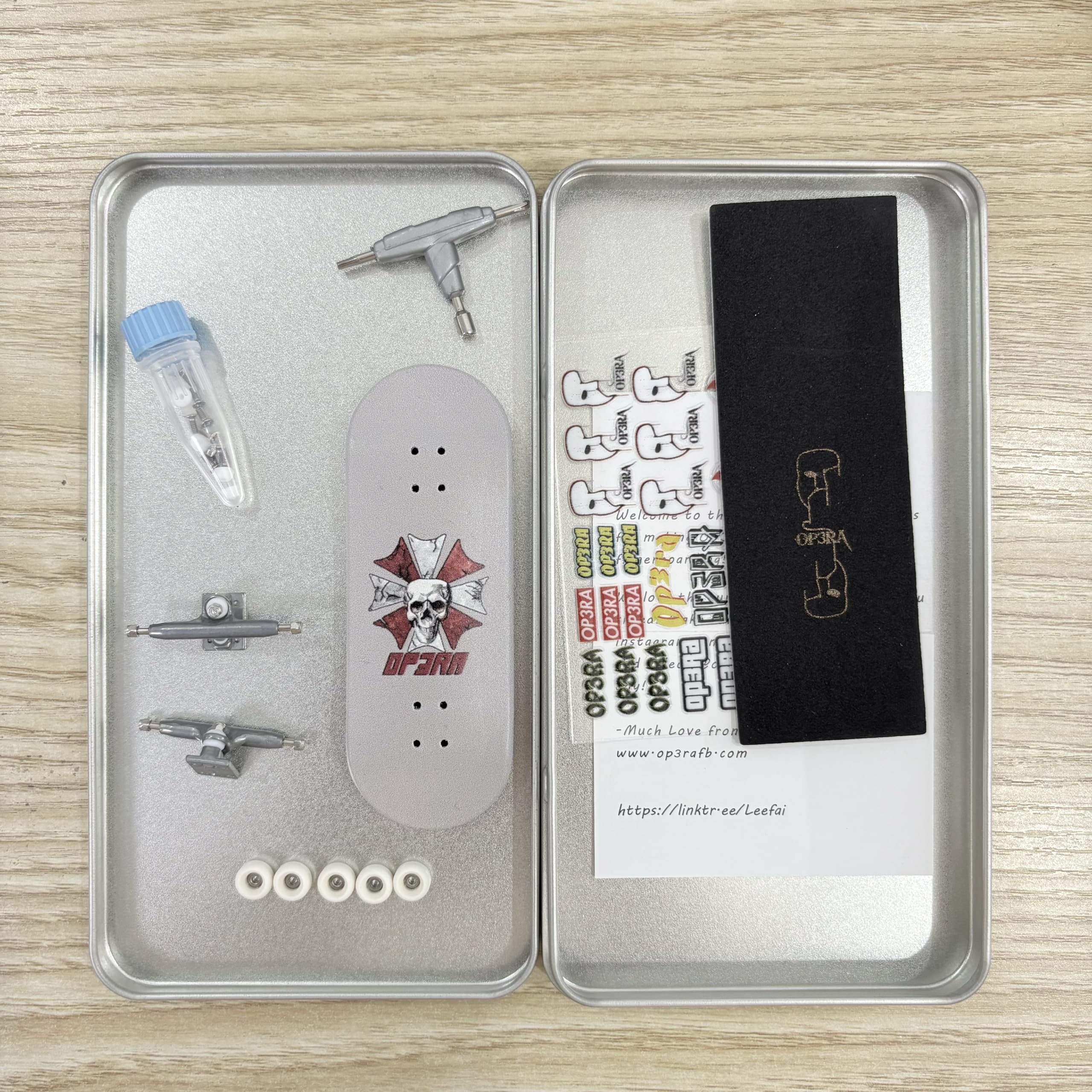 LEEFAI Pro Fingerboard Complete Set, 34x96mm Maple Wooden Deck 5 Layers, 4.0 Trucks Regular Kingpins, Urethane Wheel-Op3ra v2-1982