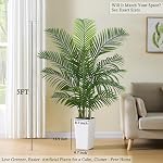 Artificial Palm Tree: 5FT Tall Fake Areca Palm Plant (White Planter) | Large Tropical Faux Palm Tress Silk Plants with Black Pebbles for Home Office Living Room Decor Indoor Patio Porch Balcony