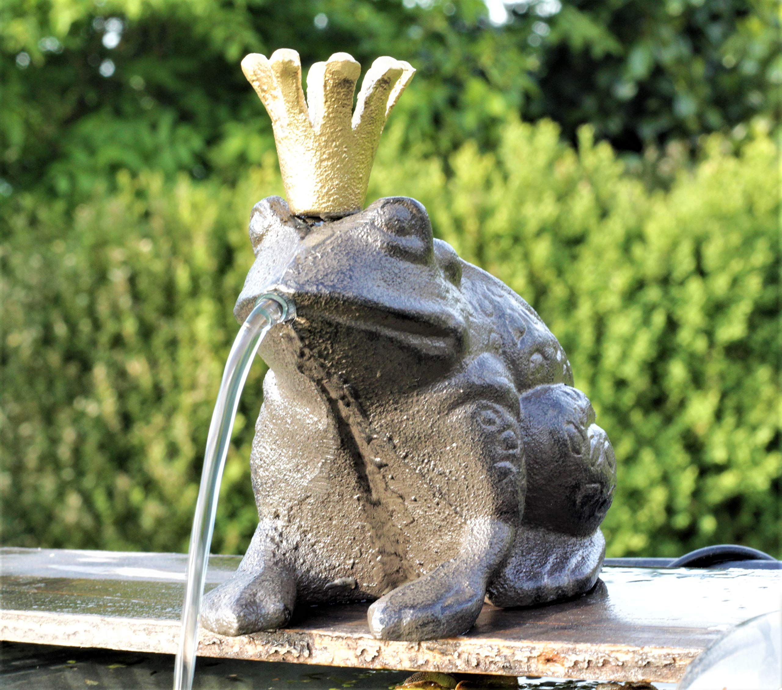 Wasserspeier Froschkönig Guß 13 cm mit Solarpumpe Solaris 170