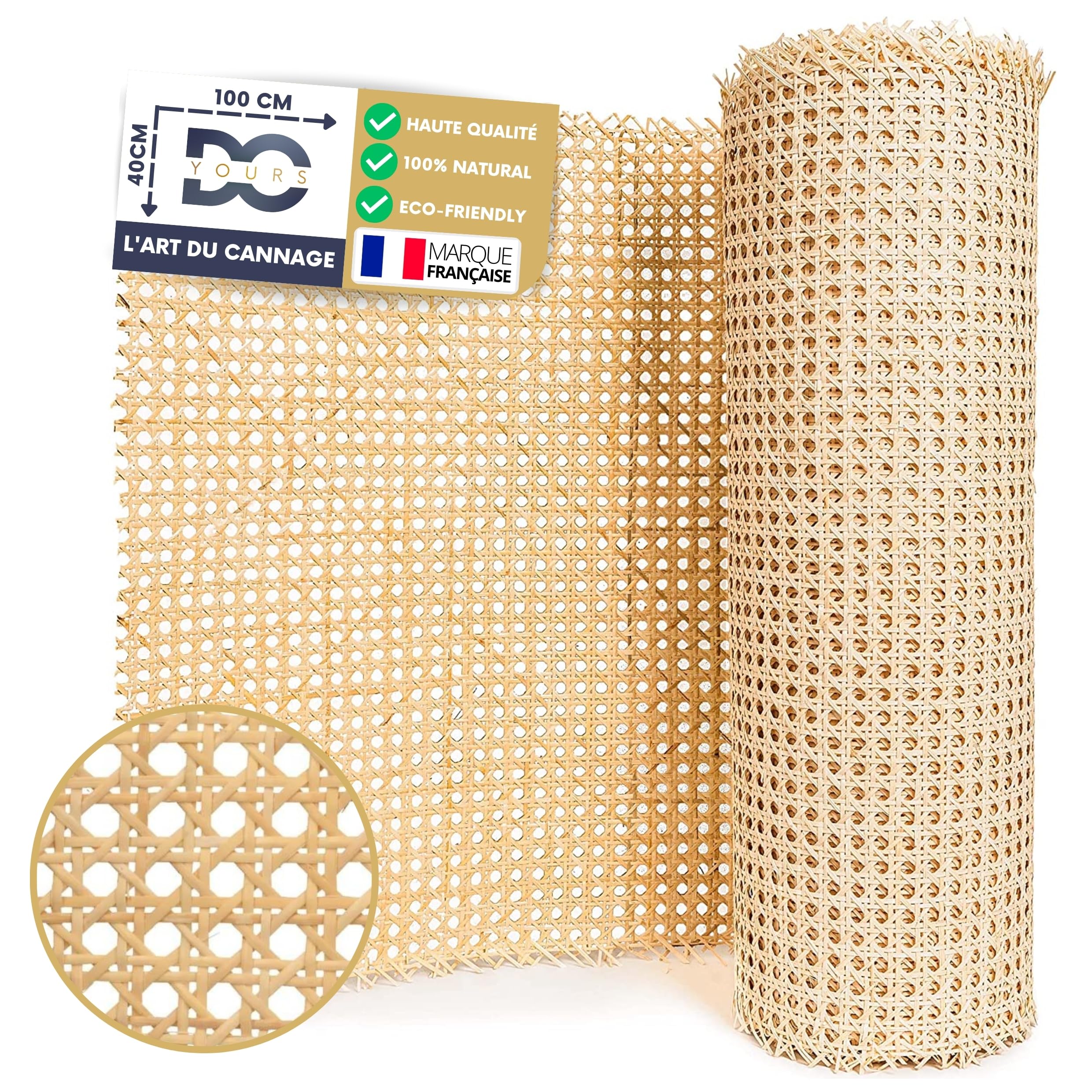Cannage, Rouleau de Cannage pour Meuble, Cannage en Rotin Naturel, Décoration & Vannerie, Cannage Traditionnel à la française, pour Un Rendu Esthétique et Résistant, Idéal pour Le DIY