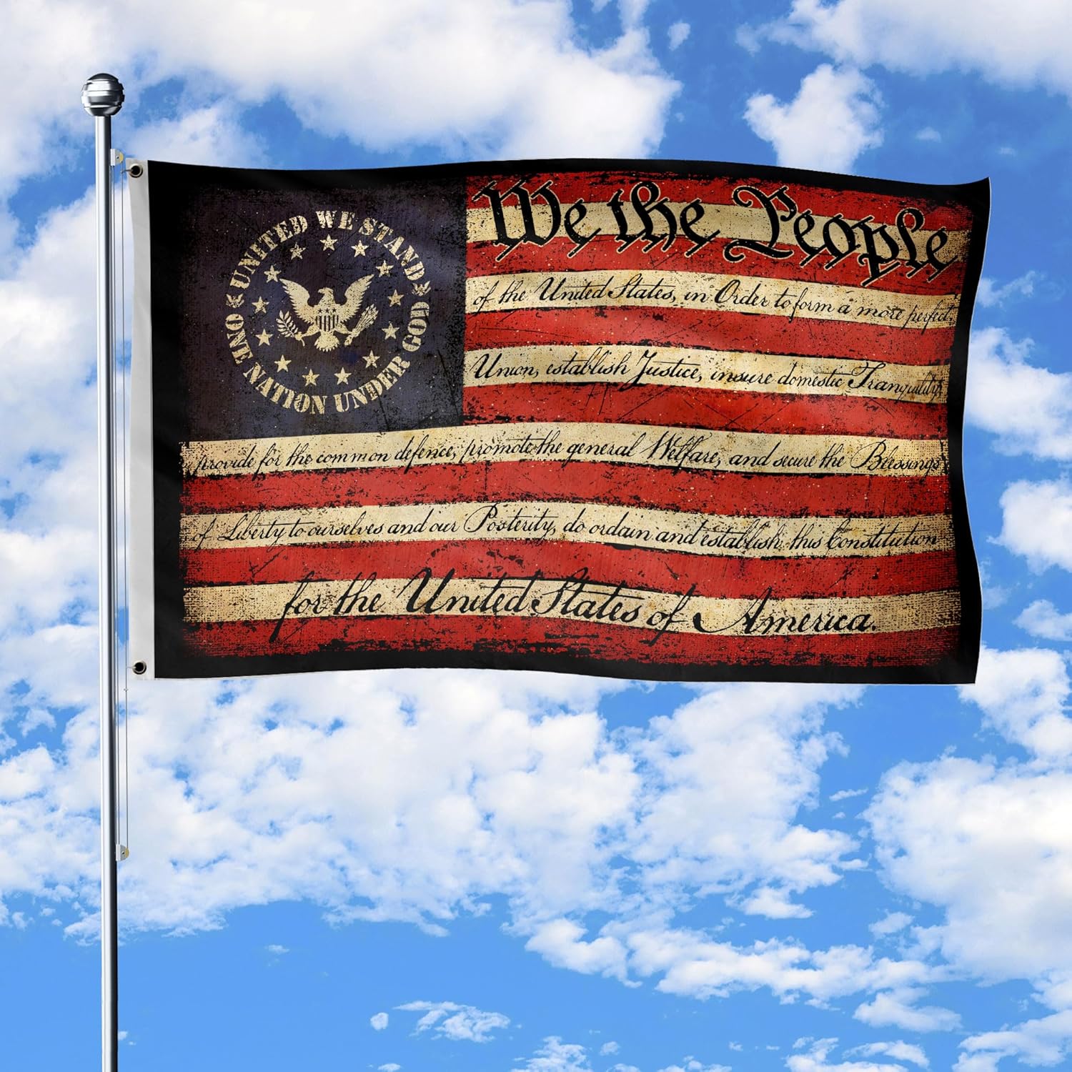 We The People Flag, 1776 USA Flag, Rattle Snake Constitution 2-Sided House Flag With Grommets 11.5" x 17.5" (1x1.5 ft)