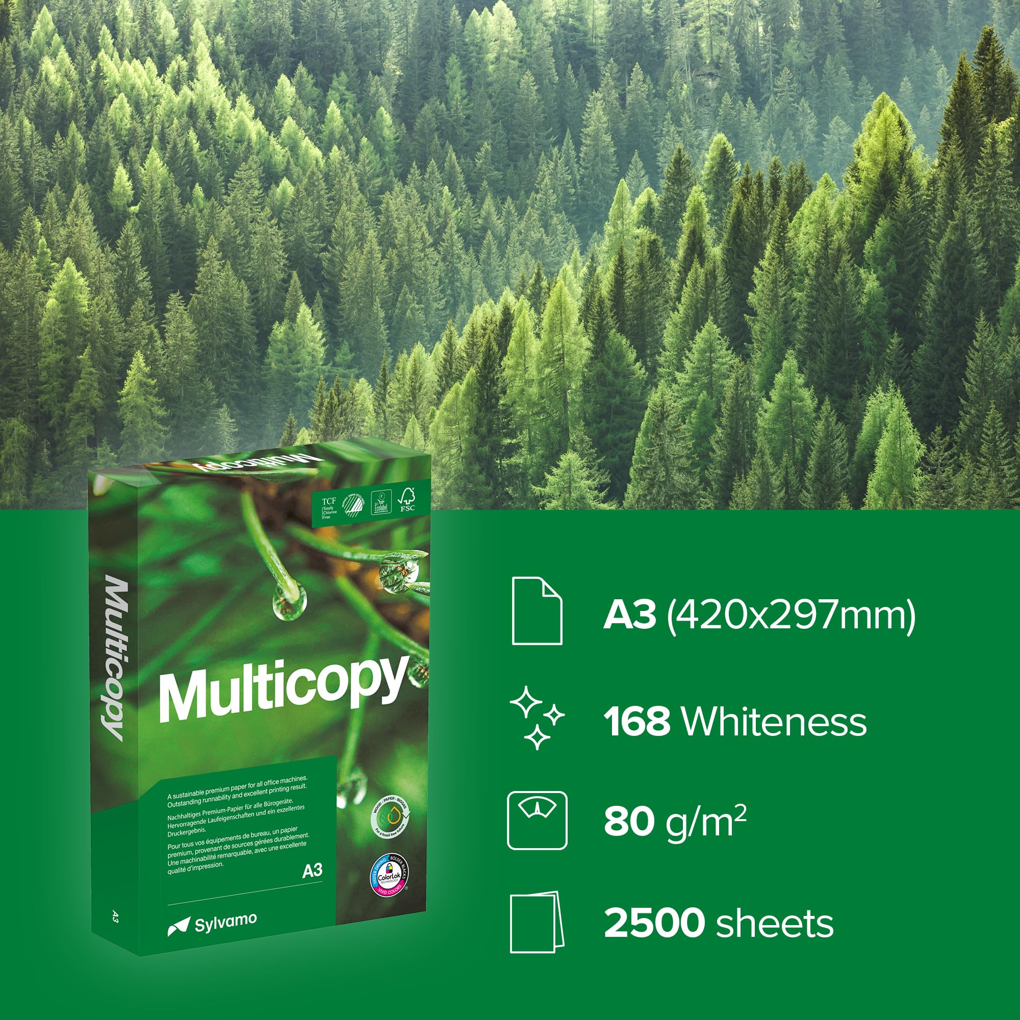 MultiCopy 157074 Kopier-/Druckerpapier 500 Blatt A3 Papier 80 g weiß 5 Stück