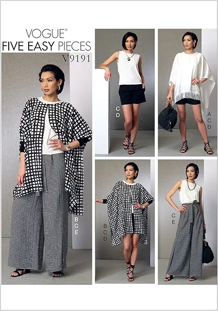 Vogue Patterns 9191ZZ Kimono Sewing Pattern for Poncho, Tops & Pants (LRG-XXL)