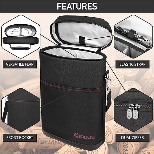 Miniatura 82 de Bolsa para transportar botellas de vino de 2 y 3 botellas. negro