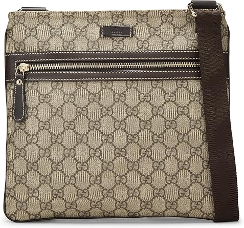 Pre-loved Original GG Supreme Canvas Zip Pocket Flat Messenger, Brown
