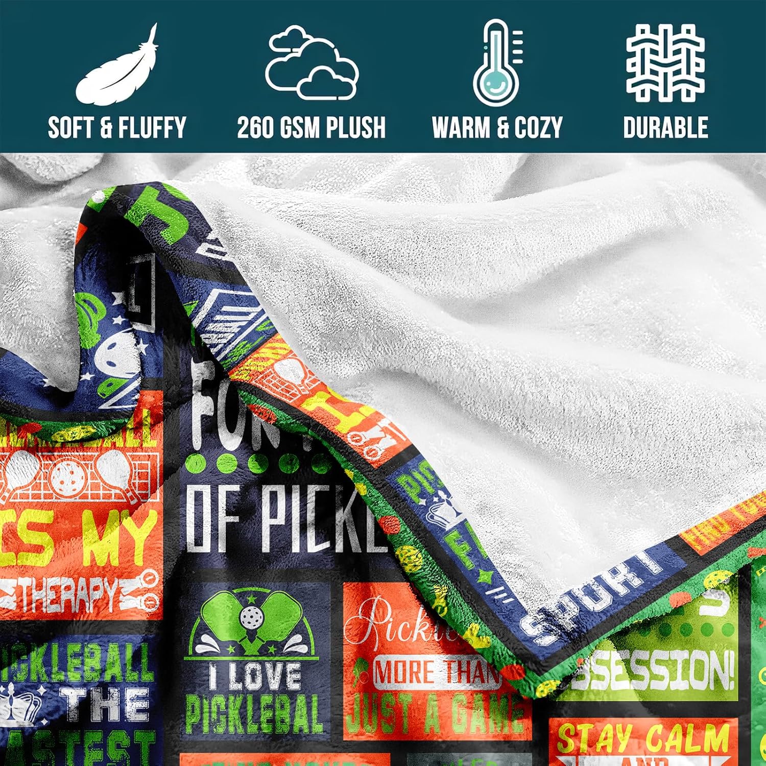 Pickleball Gift Blanket 50'' x 60'' — Unique Game Room Decor Throw — Gifts for Pickleball Lovers Players Coaches Teens — Birthday Christmas Mother's Day Father's Day Housewarming - Image 6