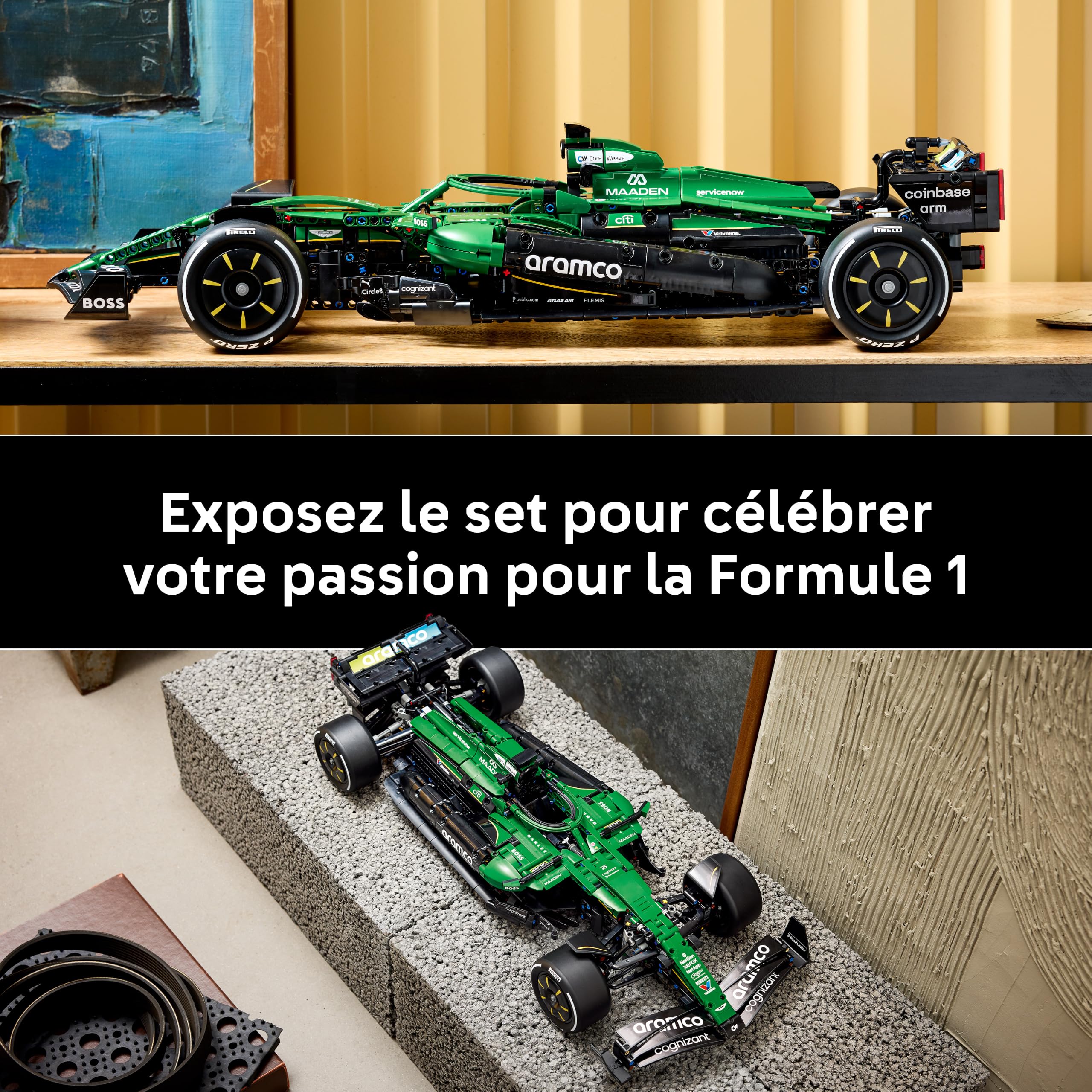 LEGO Technic Voiture Aston Martin Aramco AMR25 F1 - Maquette pour Adulte - Set F1 Collector avec Moteur V6, DRS & Suspension à Poussoir - Idée de Cadeau pour Fan de Course & Sport Automobiles 42240