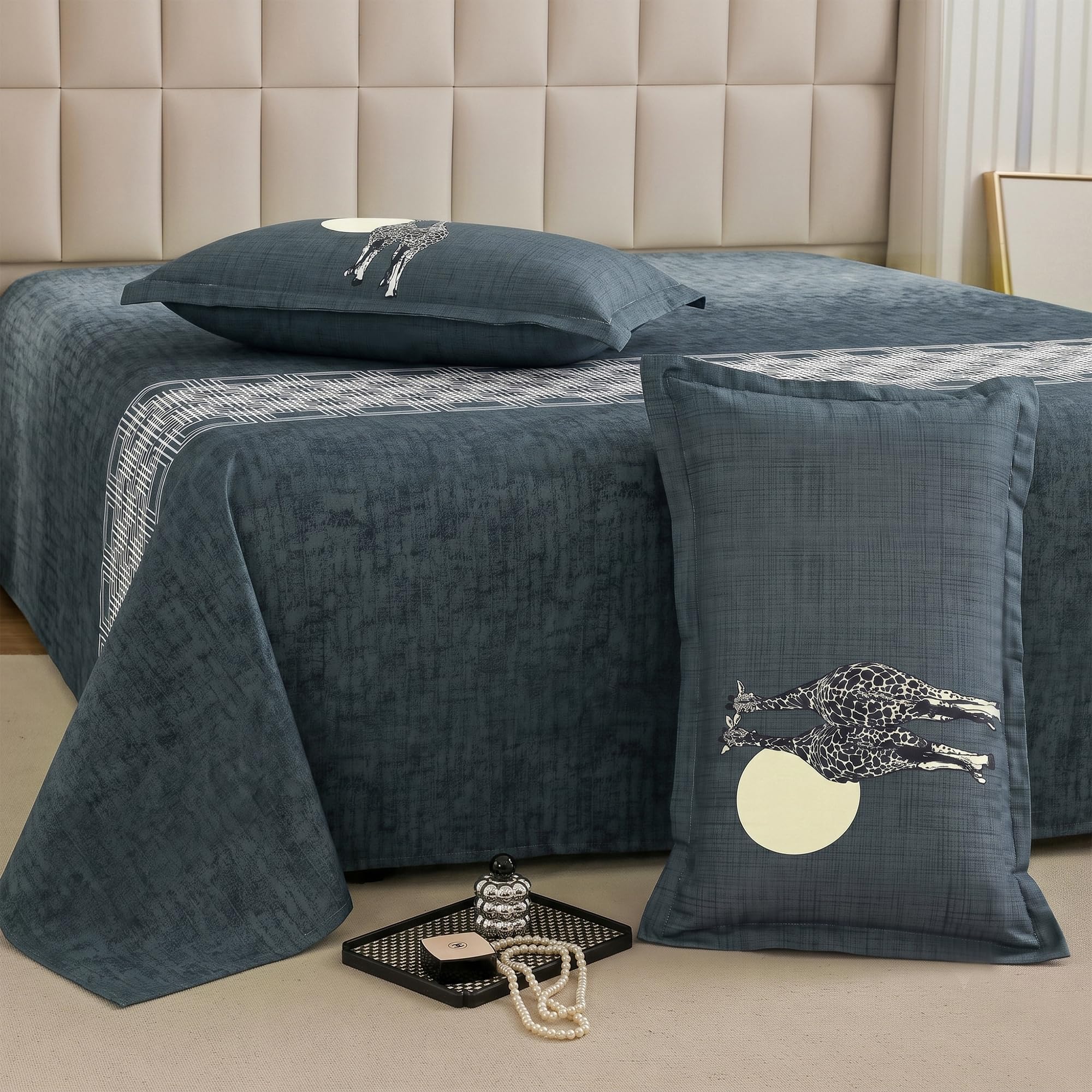 Story@Home Bedsheet for King Size Bed | Cotton Bedsheet | Abstract King Size Bed Sheet Cotton with 2 Pillow Covers (270 x 270 cm, Grey) | Perfect for Home Decor | 240TC-image-36