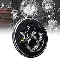 Vista 1 de TRUE MODS - Faro delantero LED de 7 pulgadas para Harley Davidson [acabado negro] convertidores H4 Plug and Play para Road King Electra Glide Ultra