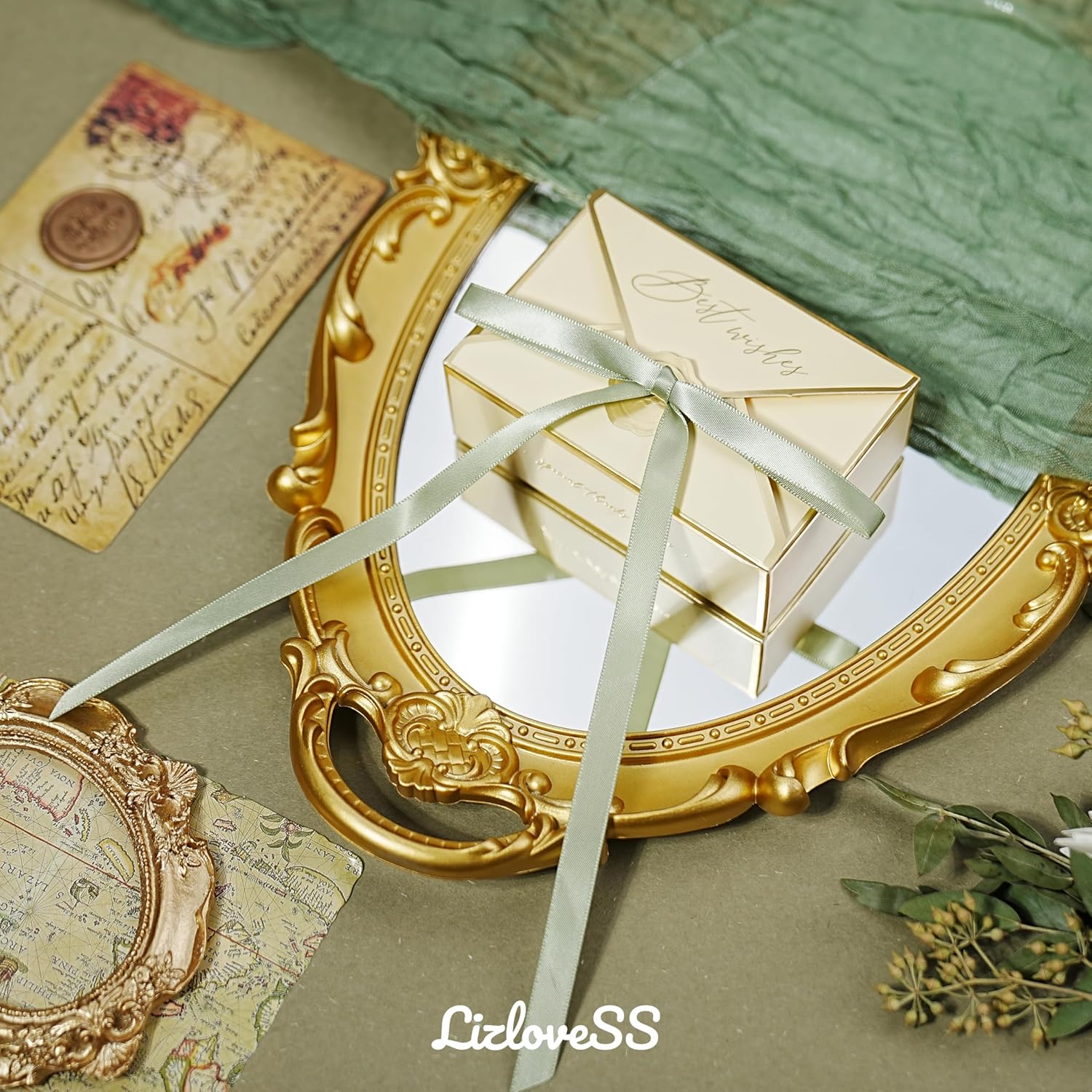 Pre-Tied Small Sage Green Bows for Cake Decorations 5 x 7 Inch, Dusty Sage Satin Ribbon Bows with Twist Tie for Wedding, Coquette Birthday Party, Balloon, Crafts, Christmas Tree (50 Pack) - Image 7