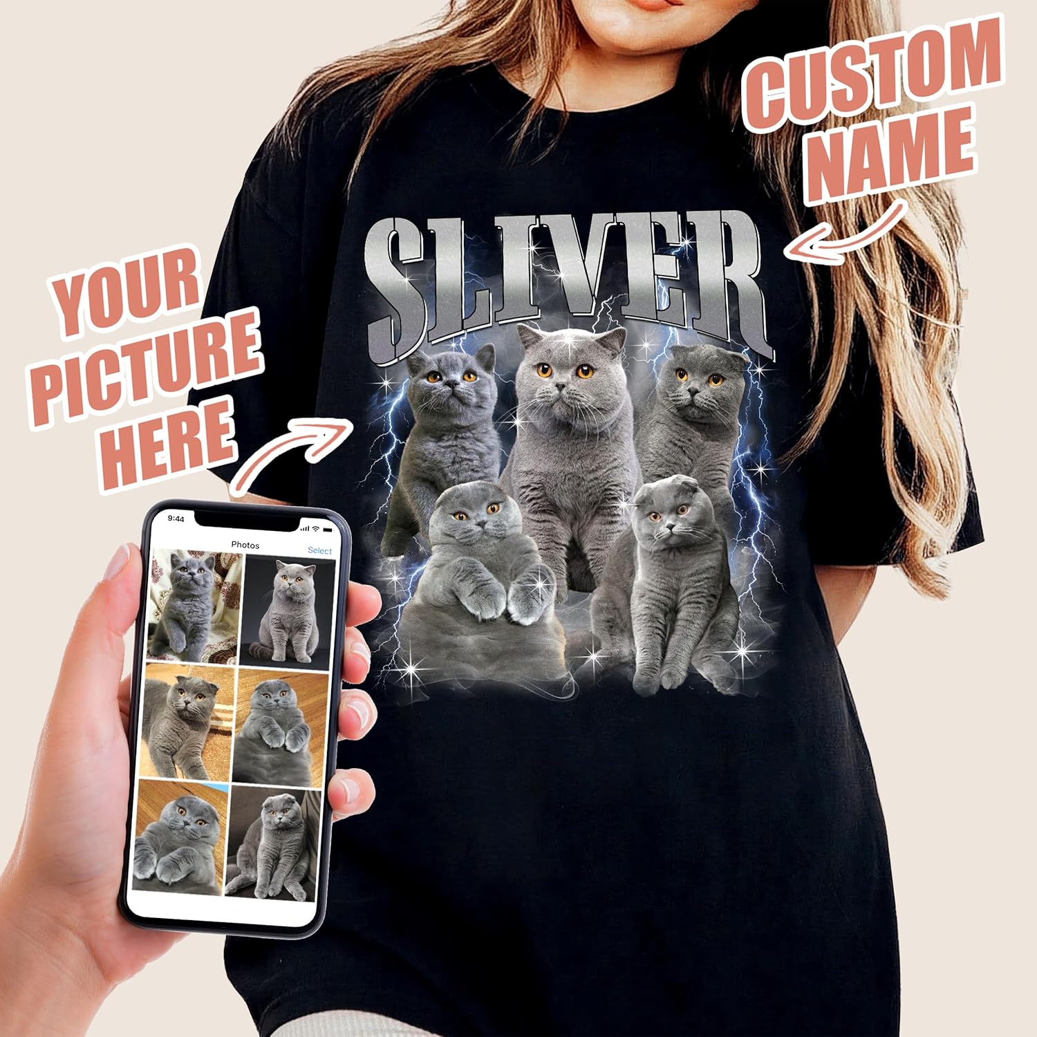 H-DEWALL Custom Shirts Custom Bootleg Rap Shirt for Him Custom Face Shirt with Photo Pet Custom Tees Gift for Dog Cat Lover - Image 2