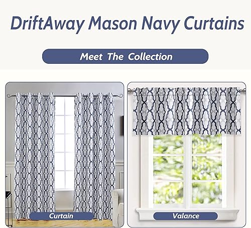 Miniatura 5 de DriftAway Mason - Cortinas térmicas opacas con ojales, patrón geométrico enrejado, 2 paneles cada uno, 52 x 63 pulgadas, color azul marino
