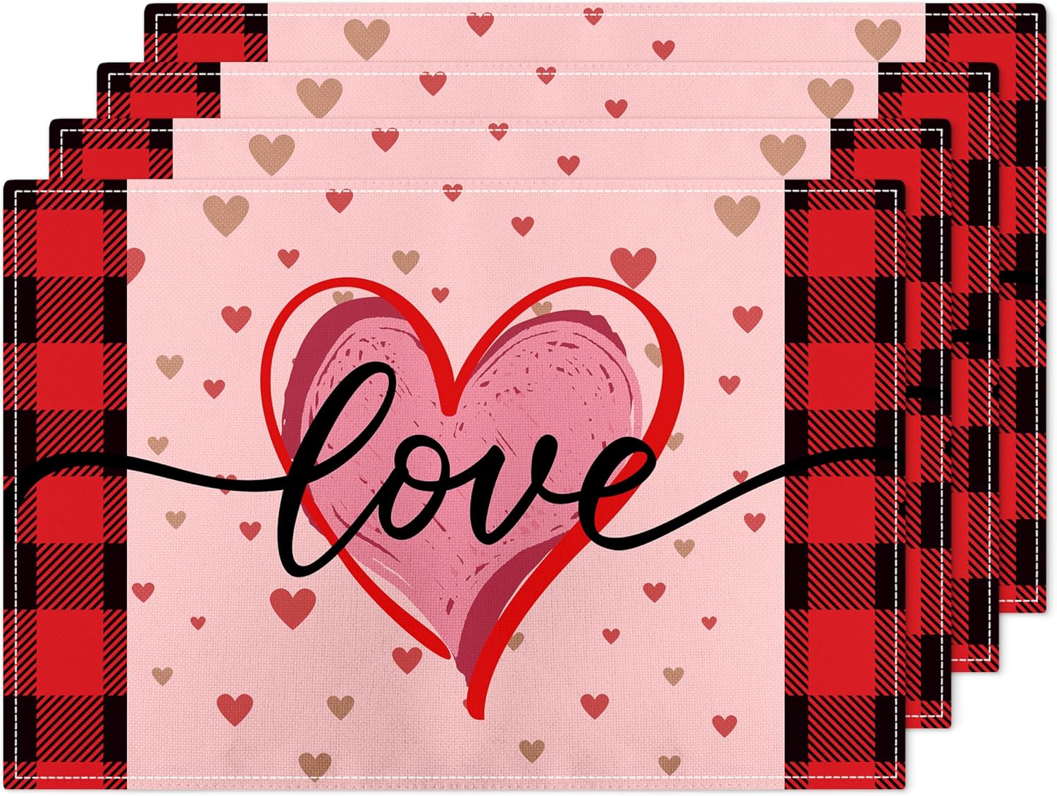 Valentine's Day Placemats Set of 4 Farmhouse Holiday