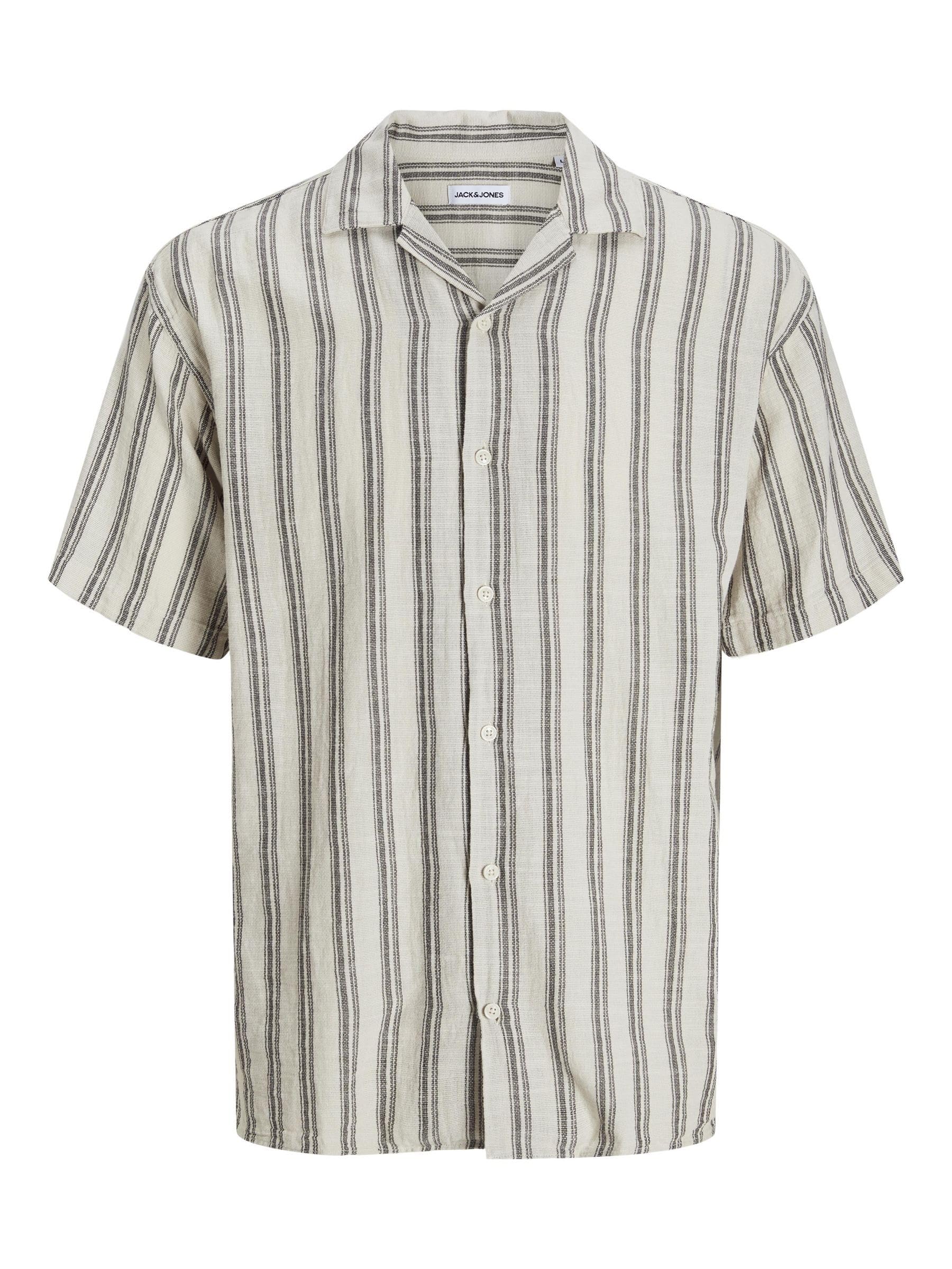 JACK & JONES Jjeenzo Stripe Resort Shirt SS SN, Moonbeam, M