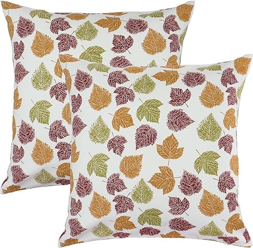 PurpleEssences Decoraciones de otoño, fundas de almohada para porche al aire libre, hojas de arce, fundas de cojín de 18 x 18 pulgadas, juego de 2