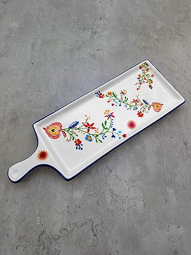 Miniatura 6 de Cerámica portuguesa Alcobaça Tabla de servir queso de cerámica floral