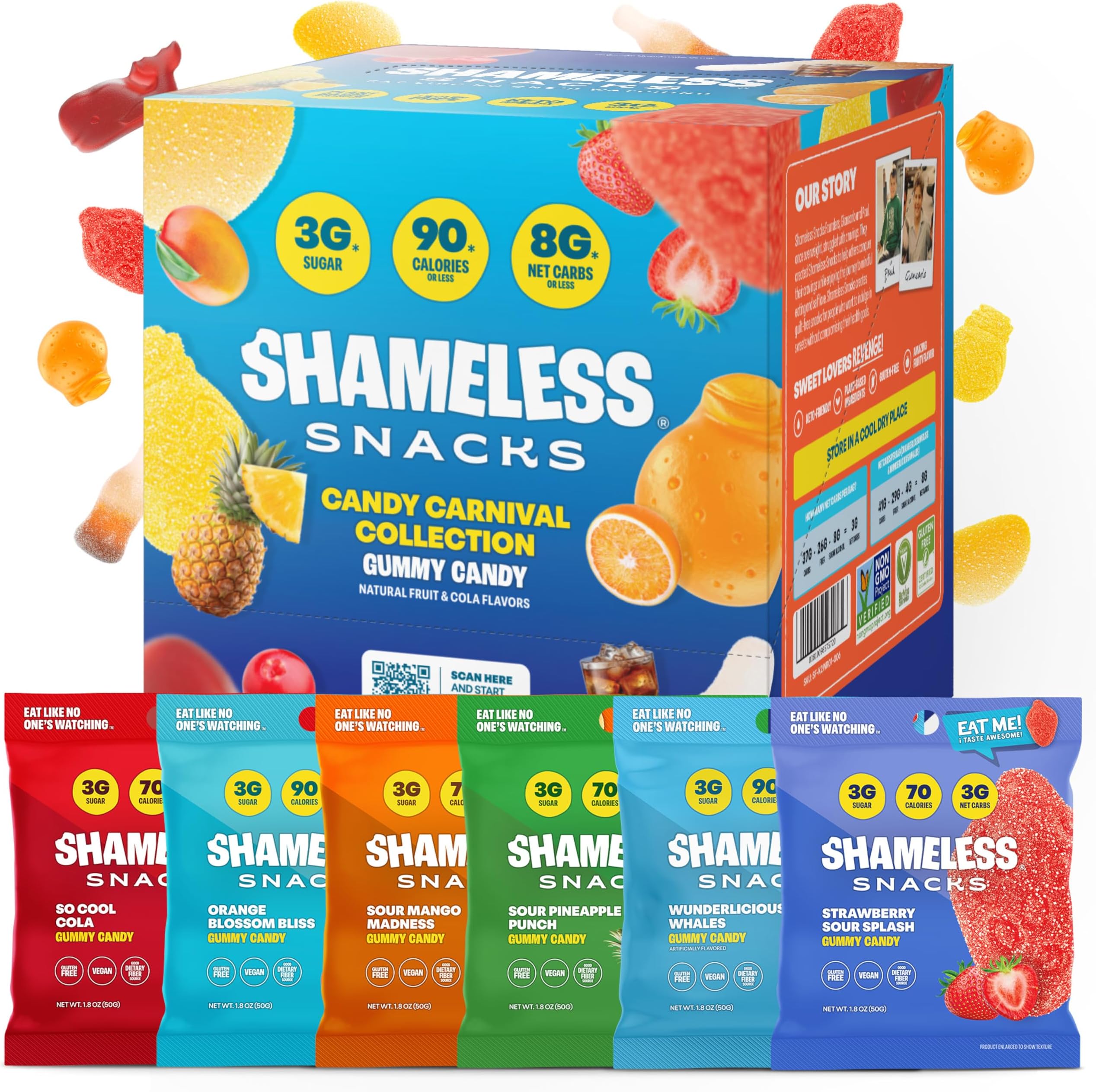 Shameless Snacks - 6 Pack Super Variety of Keto-Friendly Gummies (Gluten-Free)