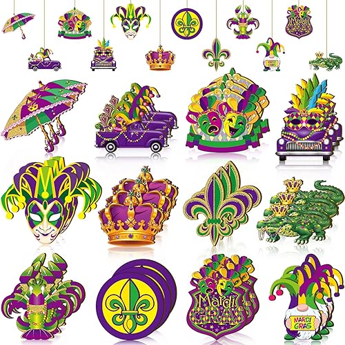 36 piezas de adornos de Mardi Gras, máscara de mascarada, decoraciones de fiesta de Mardi Gras, decoraciones de árbol de Navidad, adornos de madera