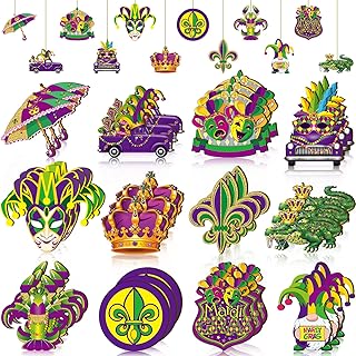 36 PCS Mardi Gras Ornaments Masquerade Mask Sign Mardi Gras Party Decorations Christmas Tree Decorations Hanging Wooden Ornaments or Prom Carnival Masks Celebration Parade Costume Party Favor
