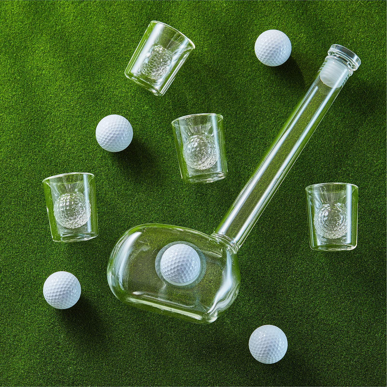 Golf Decanter Whiskey Decanter Set with 4 Golf Ball Whiskey Glasses