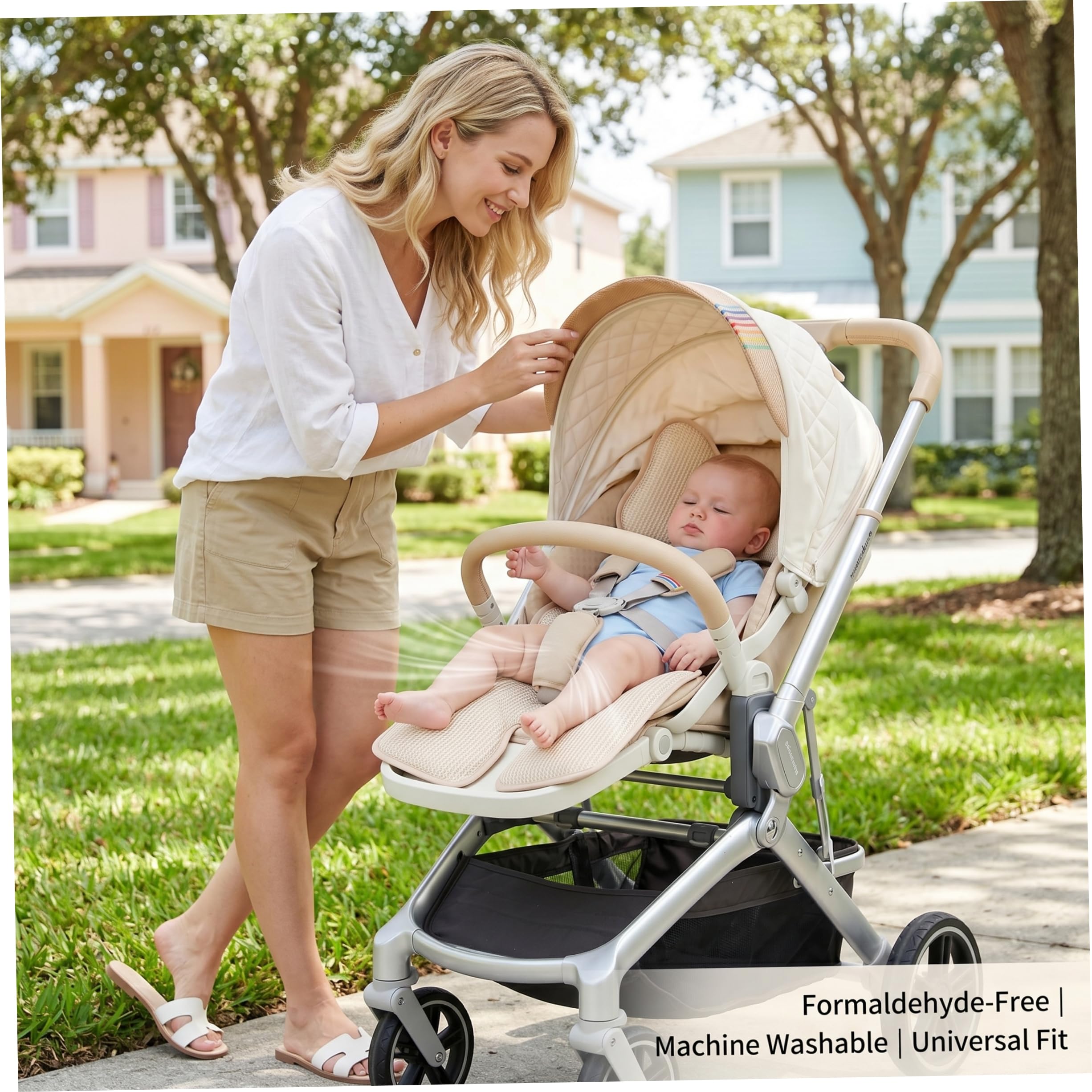 Tappetino di Raffreddamento per Passeggino, Tappetino di Raffreddamento per Bambini da 32×15 Pollici 3 velocità e 4 Ventilatore Incorporato Cuscino di Ventilazione Alimentato tramite USB Elementi