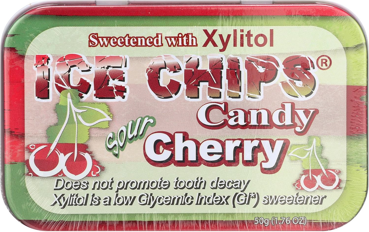 Ice Chips Candy Cherry Candy Sour, Xylitol Case of 61.