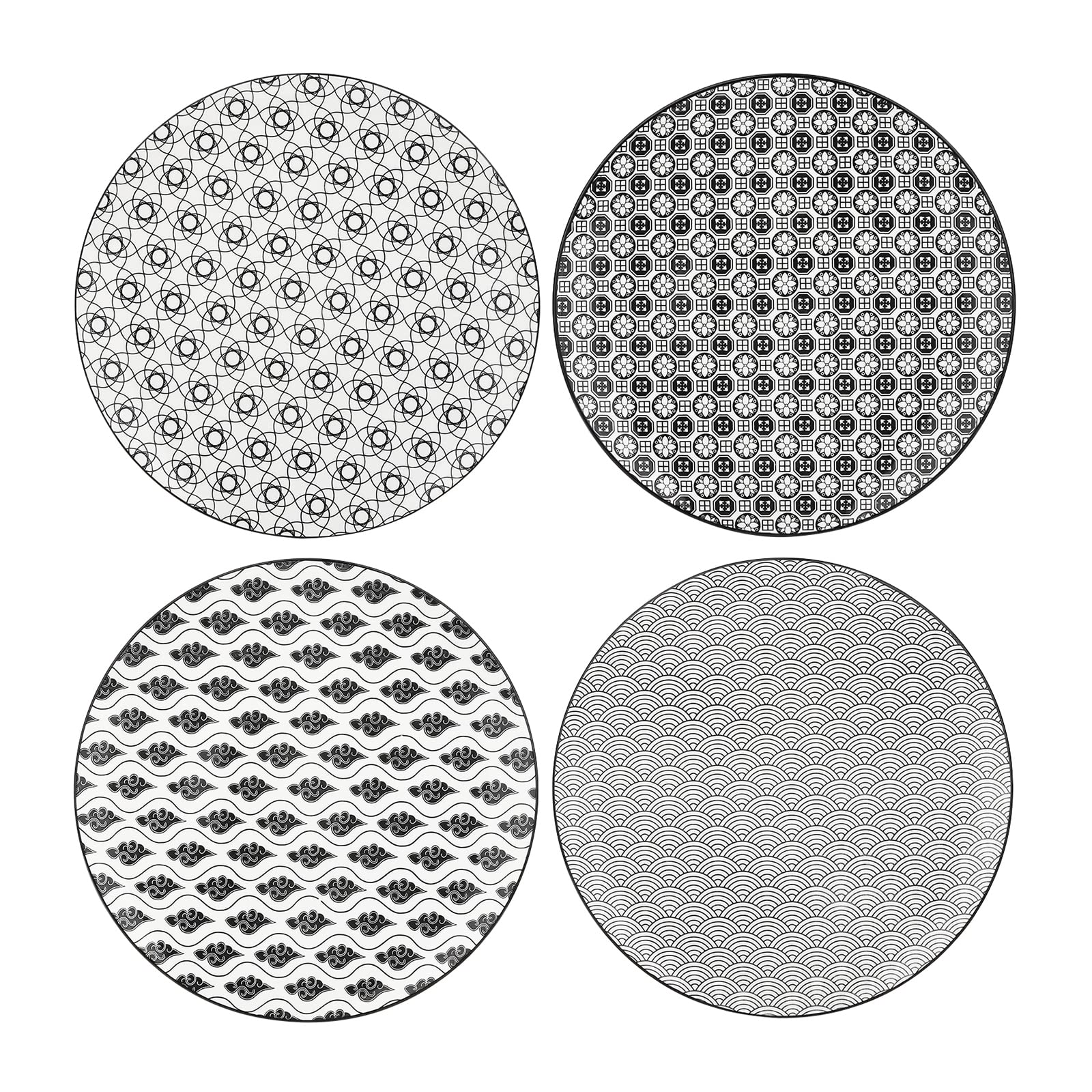 vancasso Haruka Lot de 4 assiettes creuses en porcelaine - Diamètre : 21 cm - 700 ml