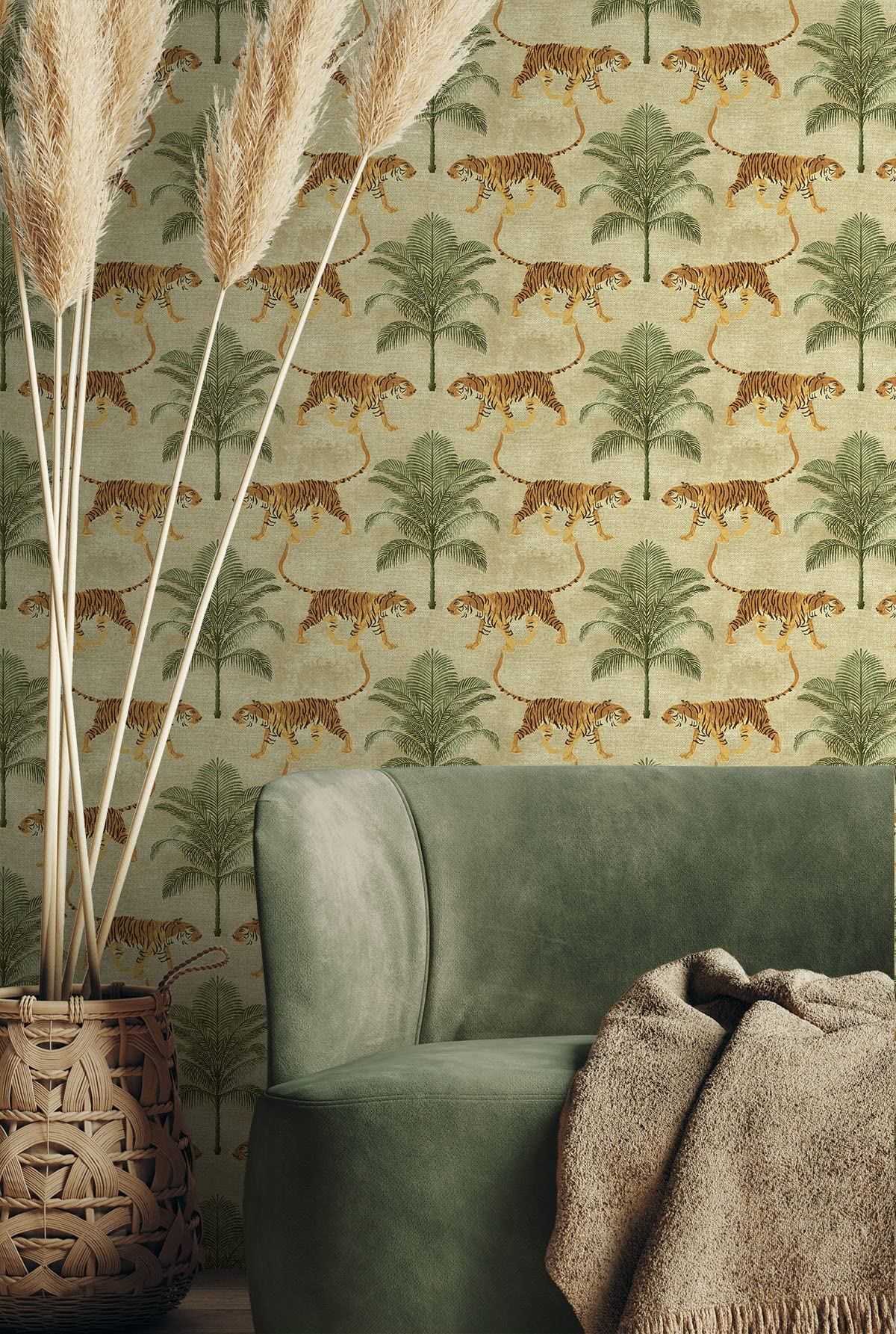 Tommy Bahama - Peel and Stick Wallpaper, Self-Adhesive Wallpaper for Bedroom, Powder Room, Kitchen, Vinyl, 30.75 Sq Ft Coverage (Tiger & Tree Collection, Hemp)