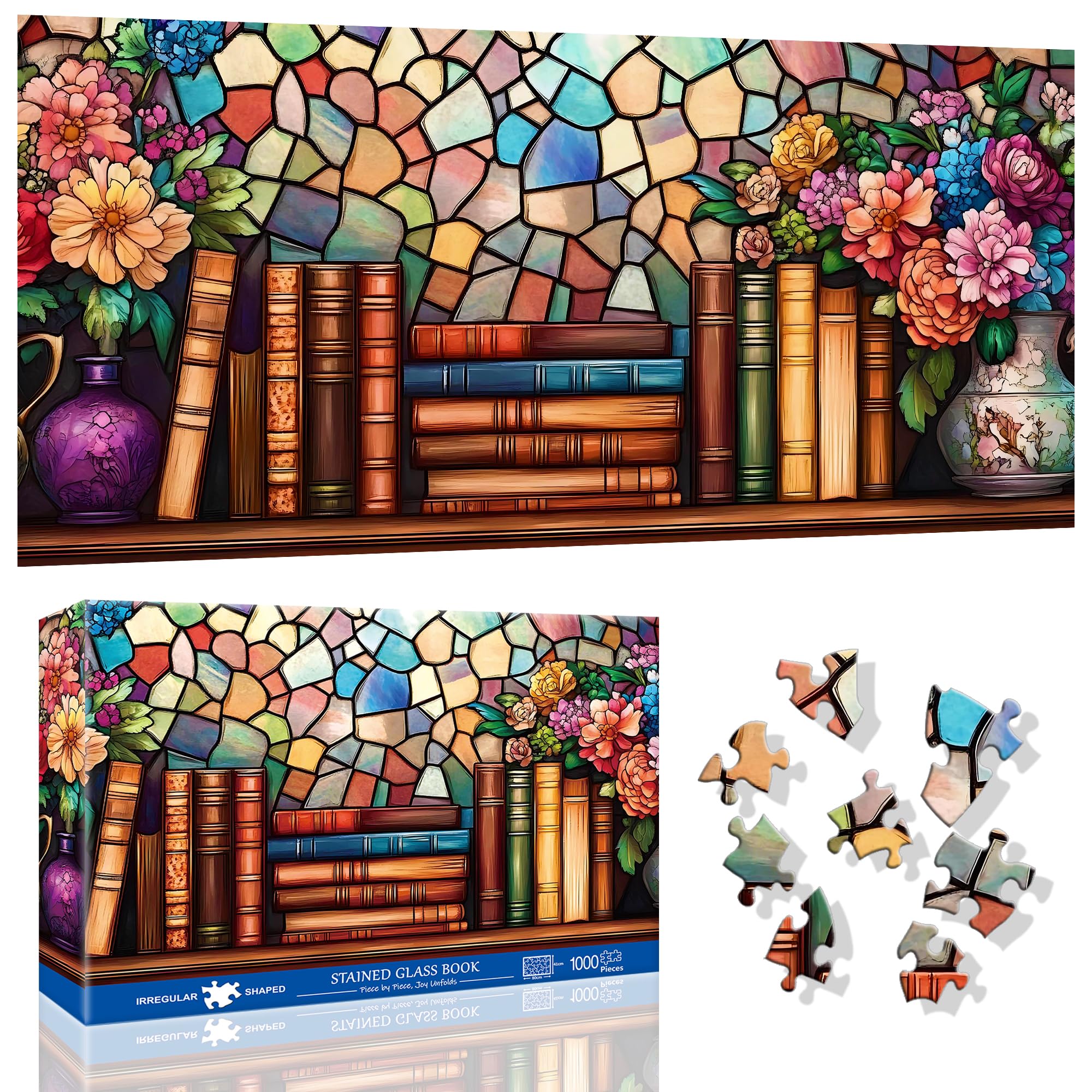 VAIIEYO Book Jigsaw Puzzles for Adults 1000, Flower Jigsaw Puzzles, Puzzles for Adults Fun & Challenging Colorful Puzzles