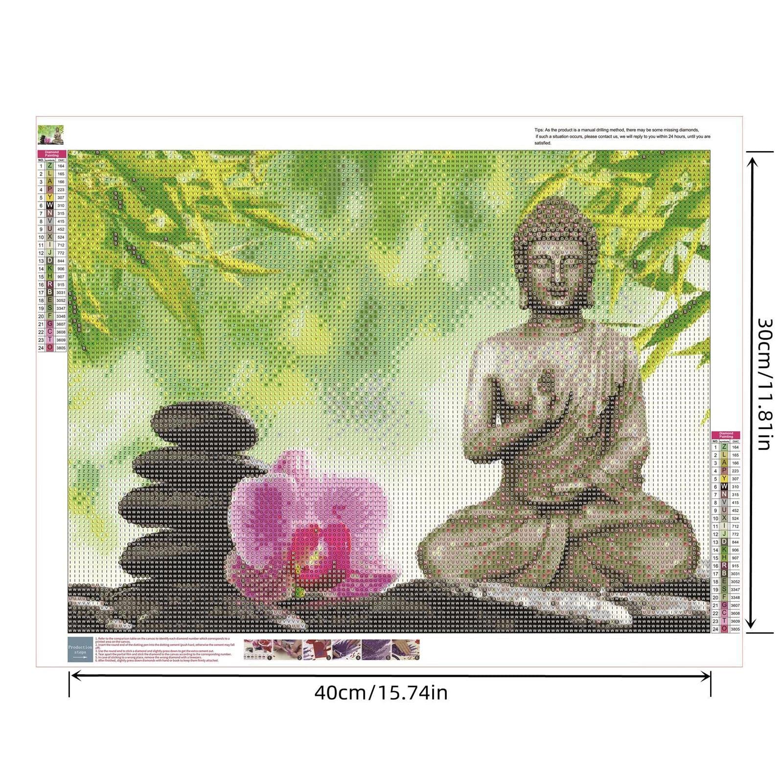 DCIDBEI 40 x40 cm Diamante Pittura Buddha Mezzo Volto, 5D Ricamo Punto Croce Albero della Vita Fai da te Kit Zen Incollato Quadrato Square per Decorazione Soggiorno Camera