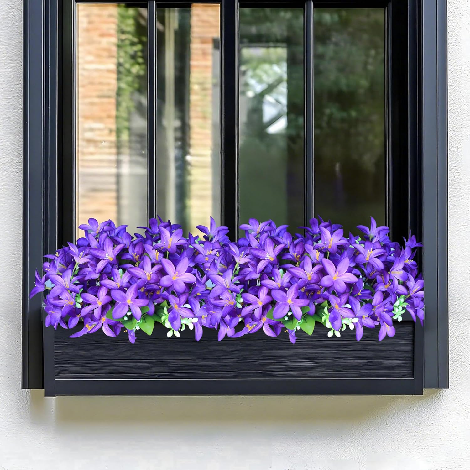 Artificial Plants Flower for Outdoors 4 Bundles Artificial Silk Flowers Fake Spring Flowers Indoor Outside Plastic plants Purple Faux Azalea Flower for Garden Porch Window Box Decoration (Purple) - Image 5