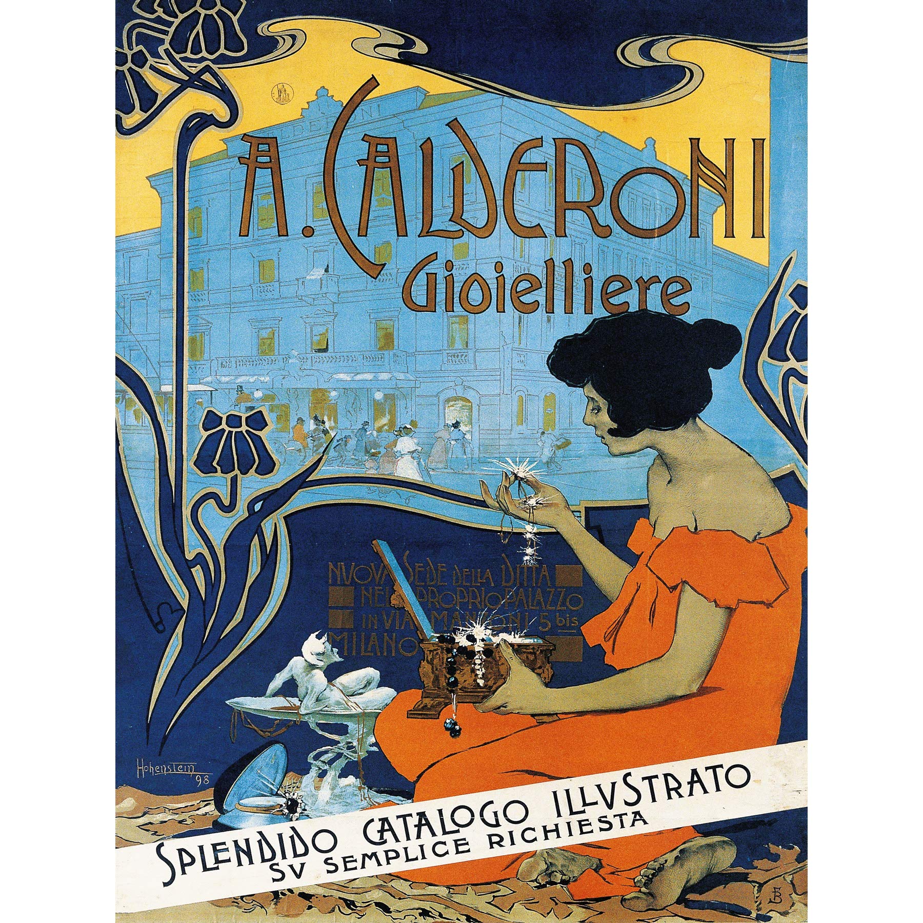 Adolf Hohenstein A Calderoni Gioielliere Large Wall Art Print Canvas Premium Poster Mural