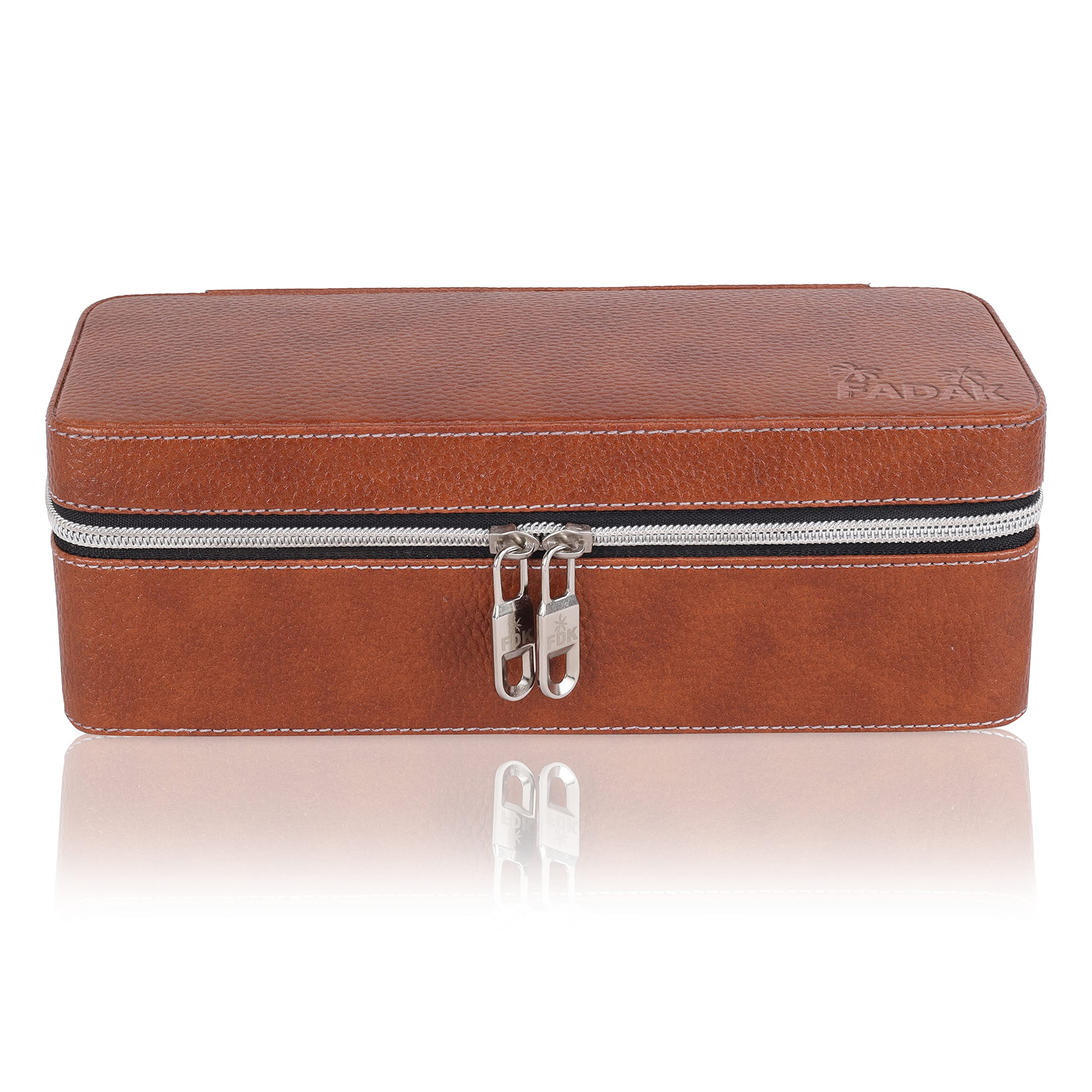 FADAK Watch Box | Watch Holder | Watch Box Organizer with 3 Slots | Watch case holds 3 Watch | Wrist Watch Storage Box with Professional Leather (Tan) (B0C1WC9LZD) Amazon Price History, Amazon Price Tracker