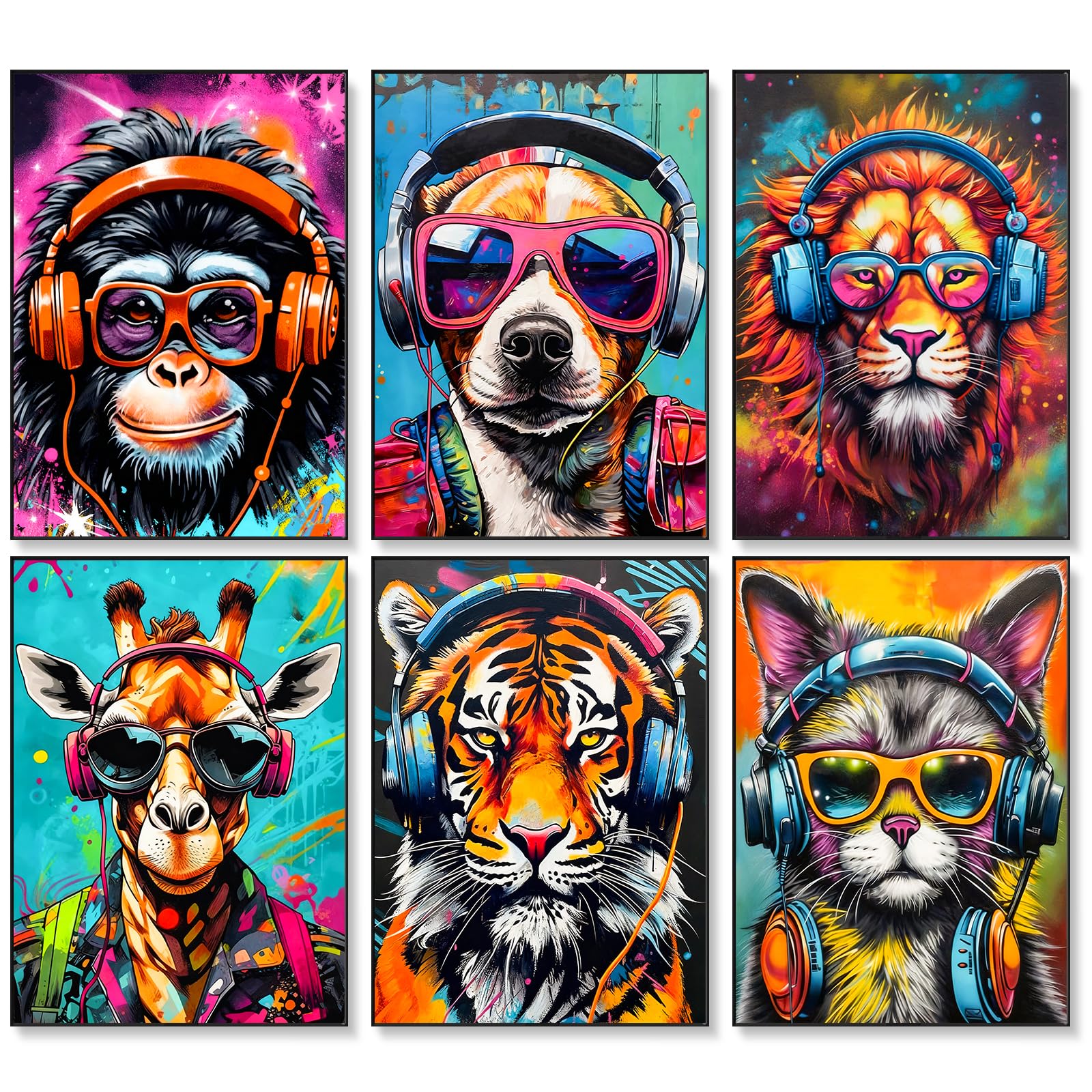 OkarinaArt Paint by Numbers Adult Animals Set 25 x 35 cm Pack of 6