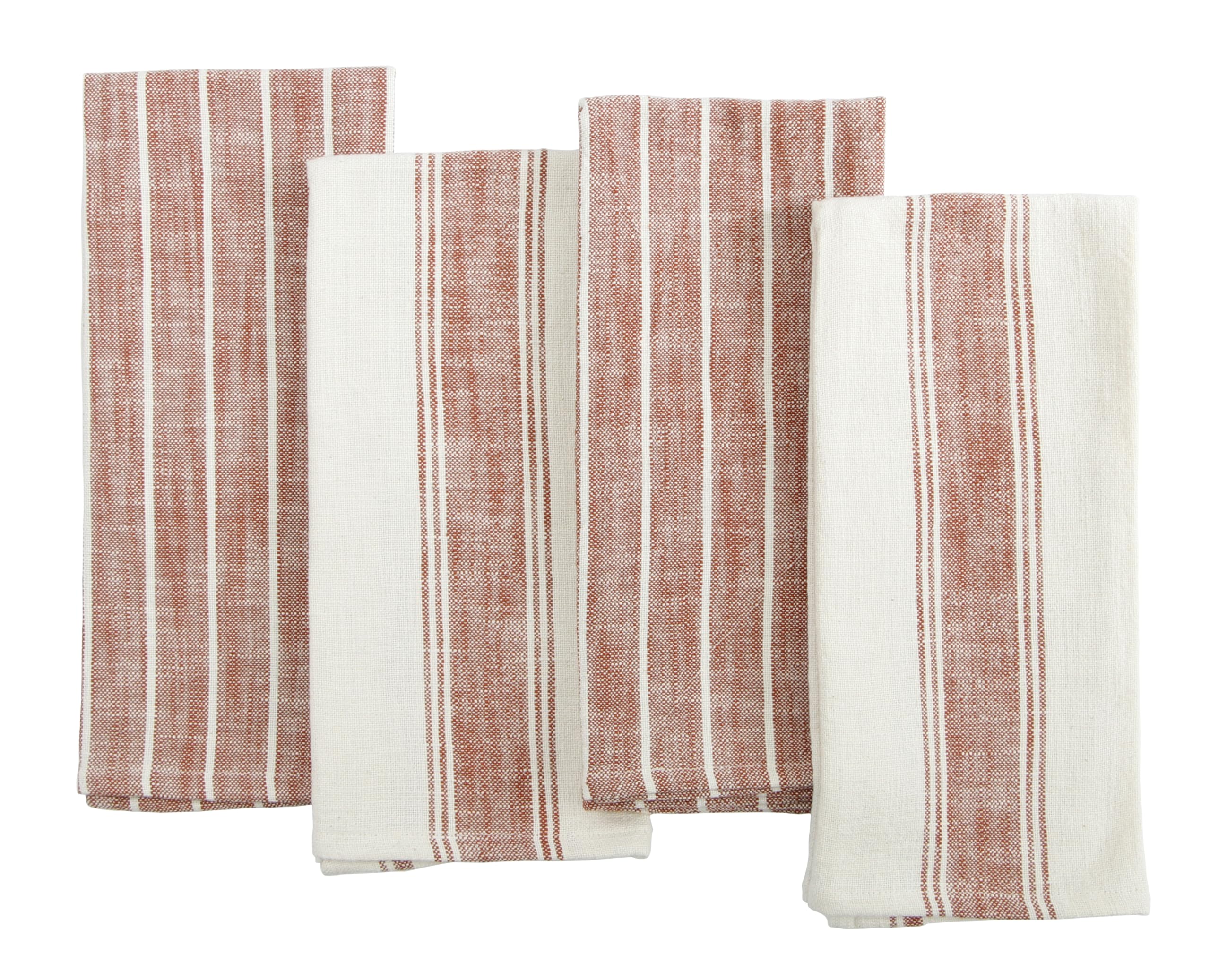 KAF Home Natural Rustic Farmhouse Slubbed Kitchen Towels, Rust, 4 Pack