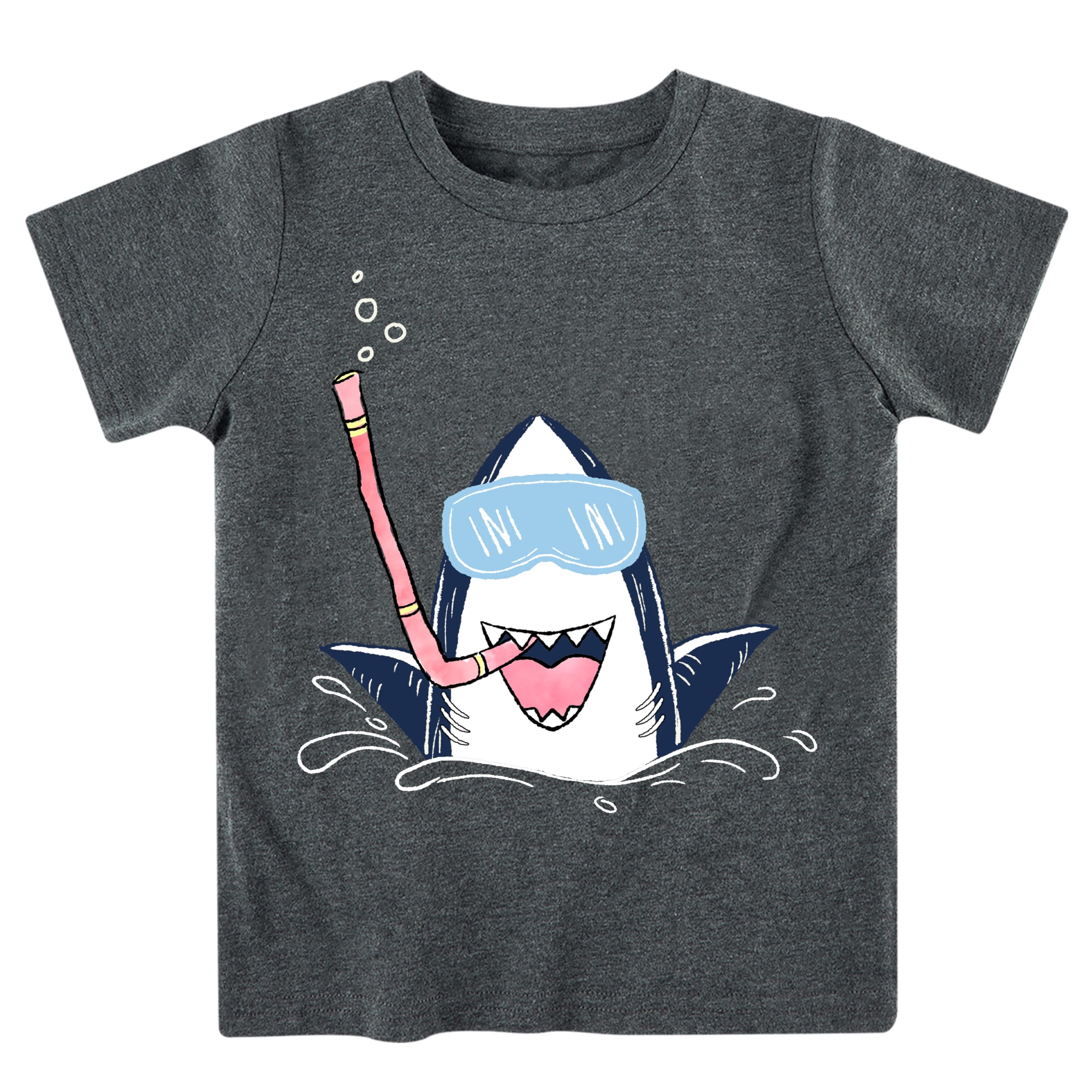 Toddler Boys Shark Short Sleeve Shirt Summer Graphice Cotton T-Shirt Tops Tees for 3-7 Years