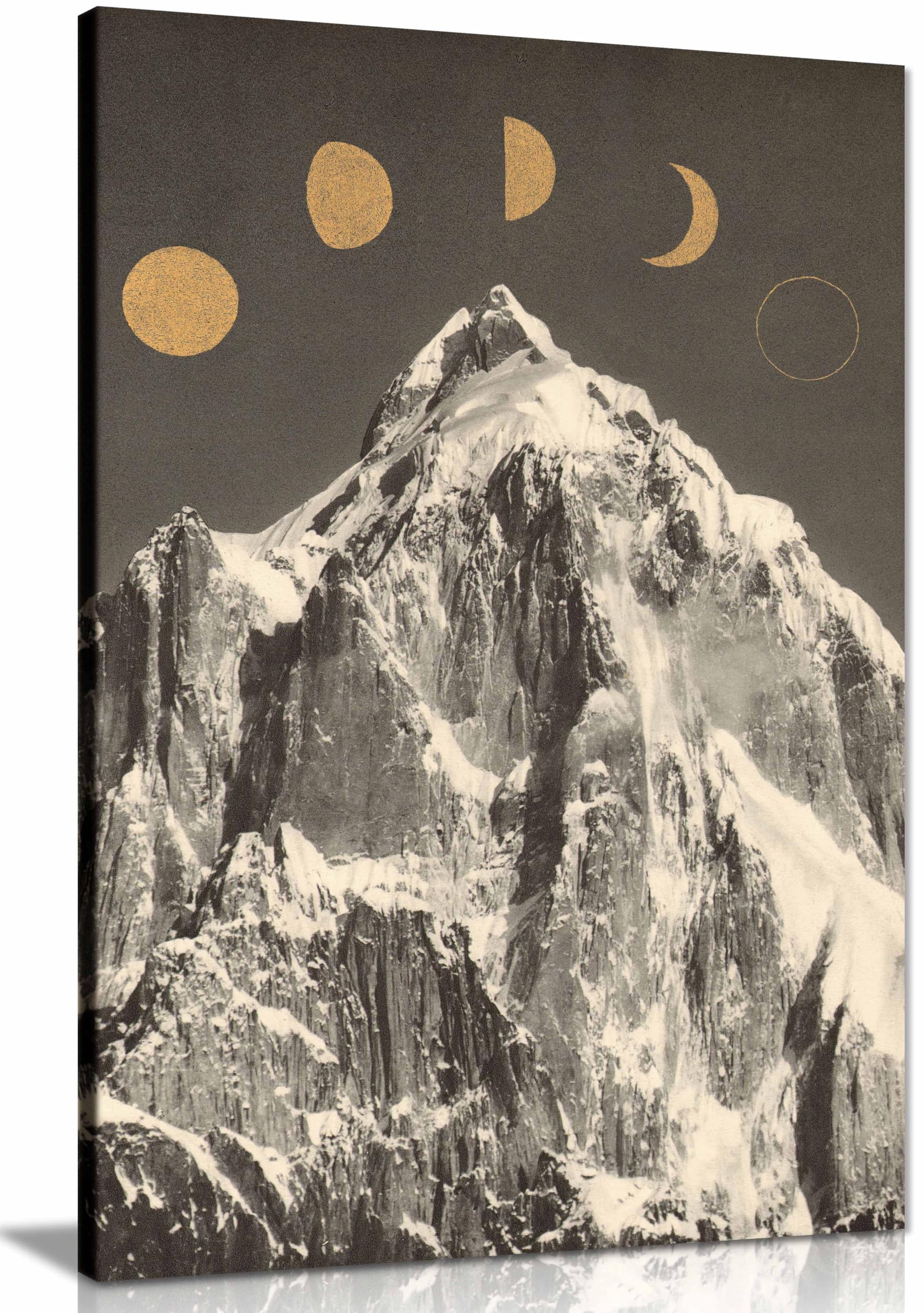 Moon Phases Framed Canvas Print, Pictures for Home Walls, Bedroom, Living Room & Bathroom Decor 61x41cm (24x16in)