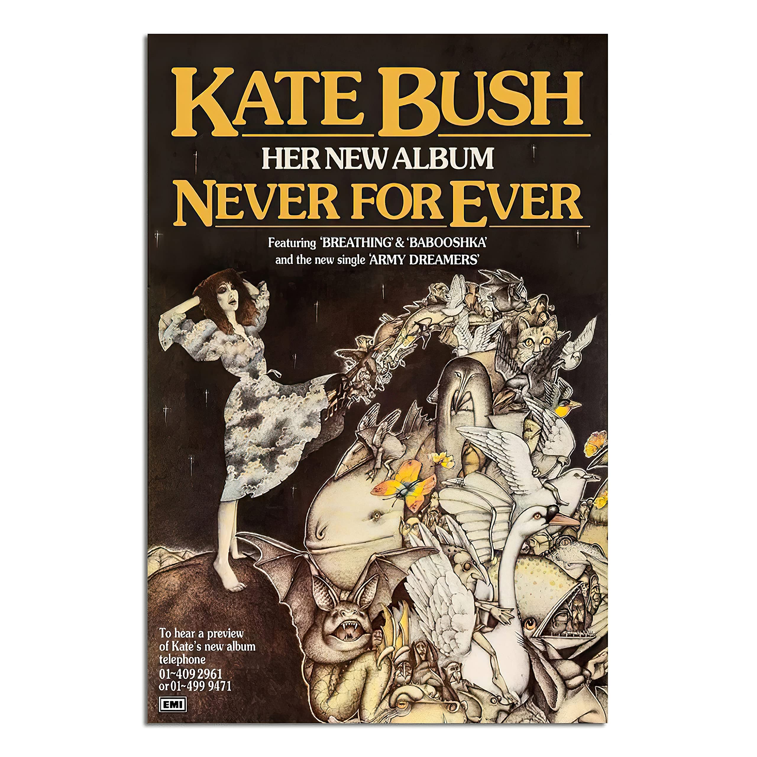 Buy Kate Bush Never for Ever Album Cover Art Wall Canvas Pictures for Modern Office Decor