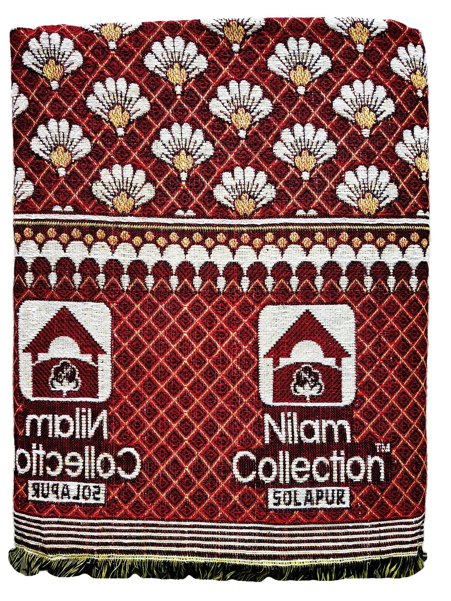 Solapur Chaddar Cotton Blanket/Bed Sheet Single Bed Full Size Color- Crimson Red Pack of 1 (Size- 57X90 inch)