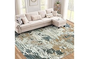 Washable Living Room Rug 8x10: Abstract Non-Shedding Carpet for Indoor Decor