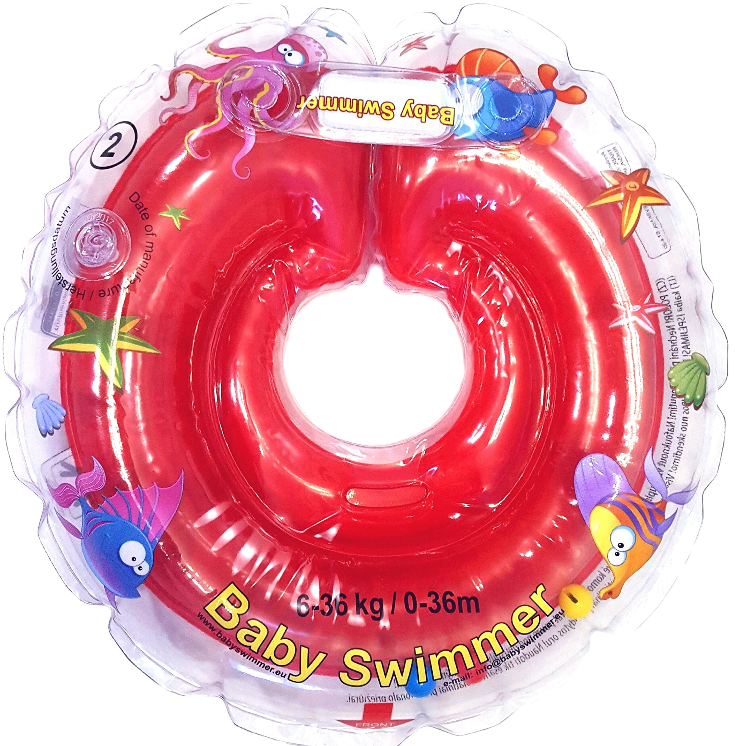 Baby Flotador Tüv GS Cuello Anillo de Natación (Talla 6 – 36 kg (0 – 36 Meses) Flotador para bebé de Natación Anillo de Baño Ayuda schwi mmtra Iner en Rojo